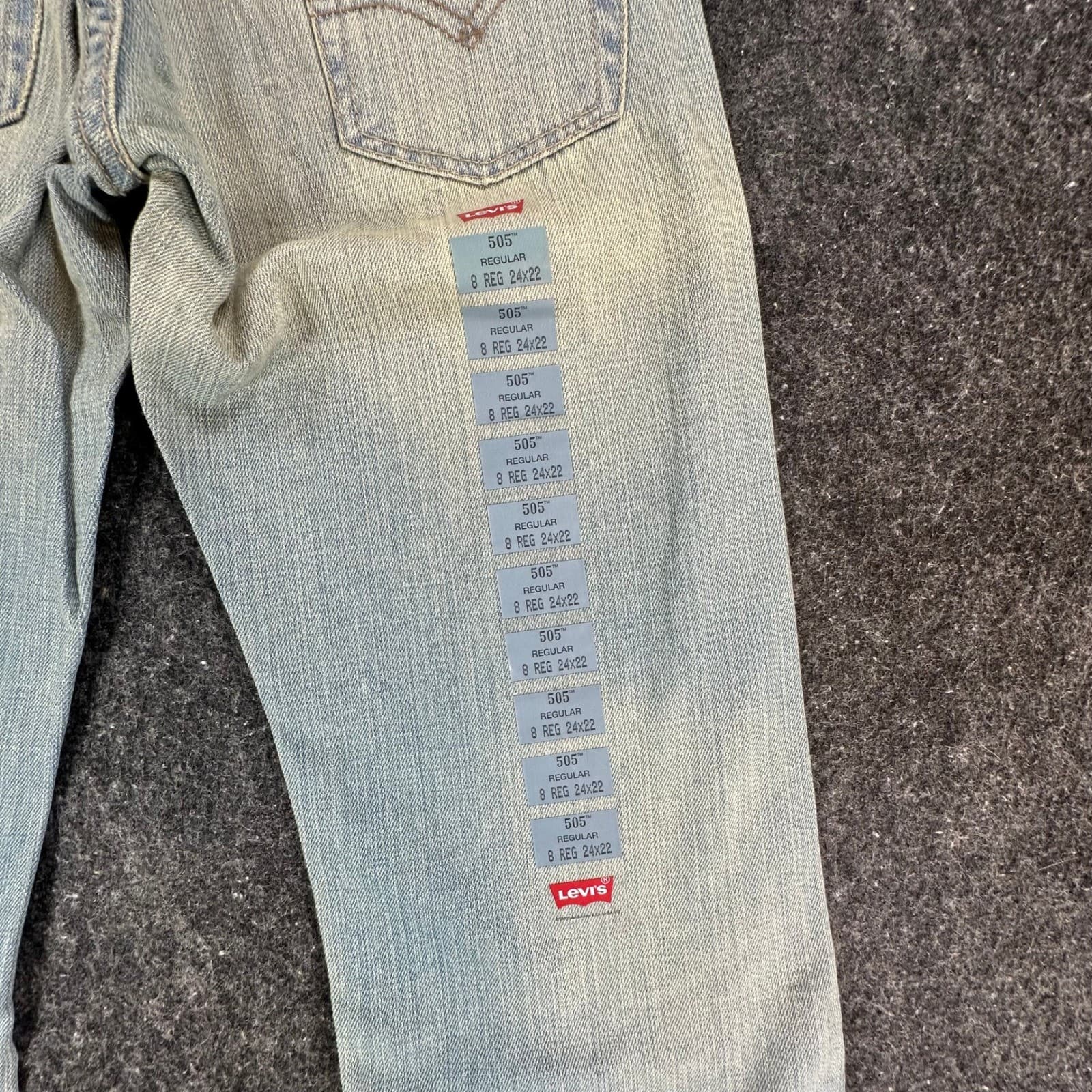 Levi's 505 Jeans Boys Size 8 Light Wash Cotton Regular Straight Leg NOS - Thumbnail 13
