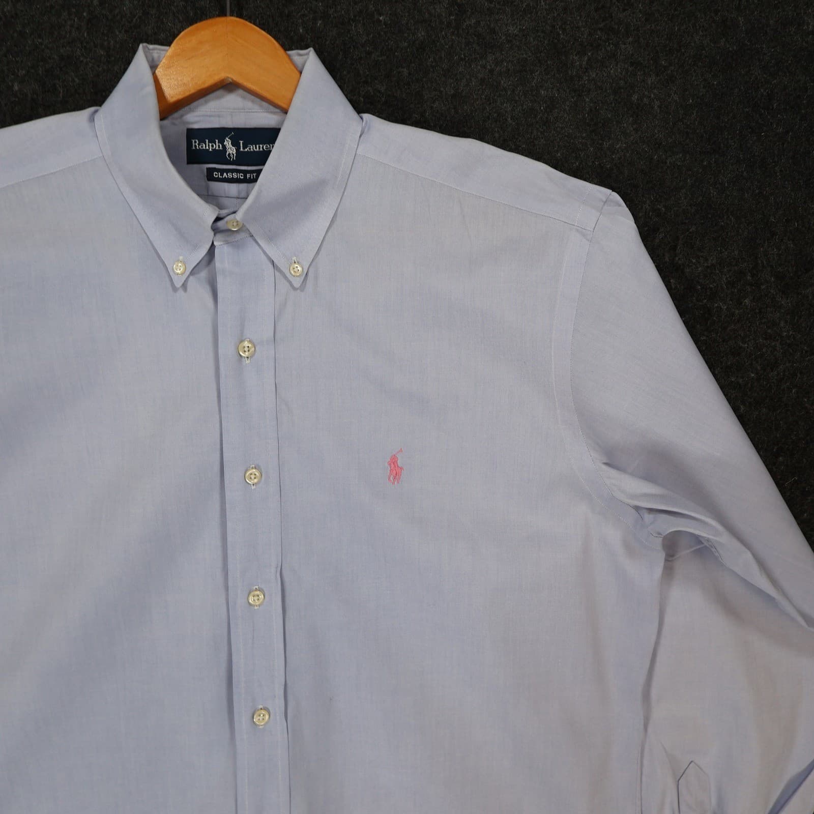 Ralph Lauren Button Down Mens 15.5 34/35 Light Blue Cotton Classic Fit Oxford - Thumbnail 9