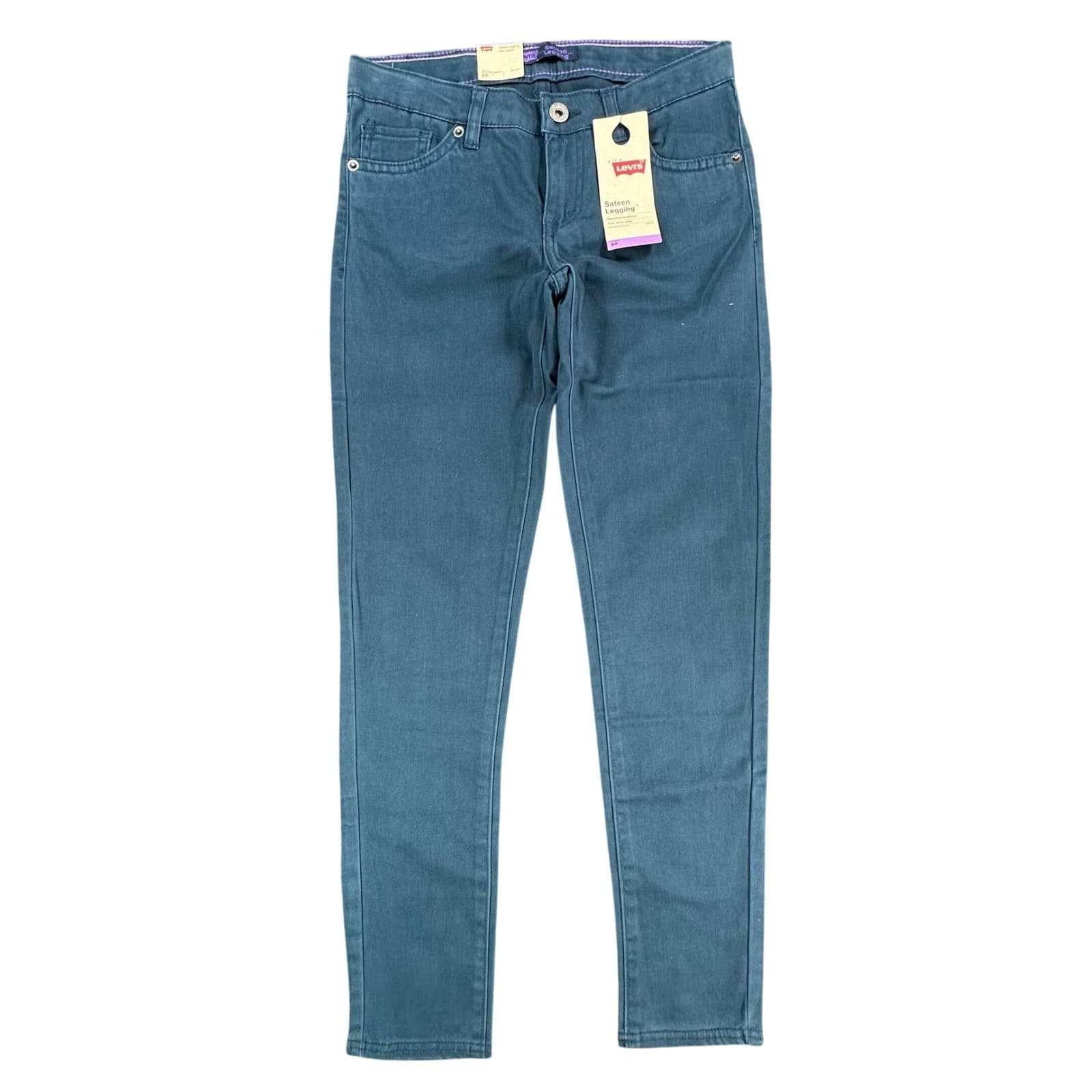 Levi's Sateen Legging Girls 12 Regular Teal Cotton Spandex Slim Stretch NOS - Thumbnail 2