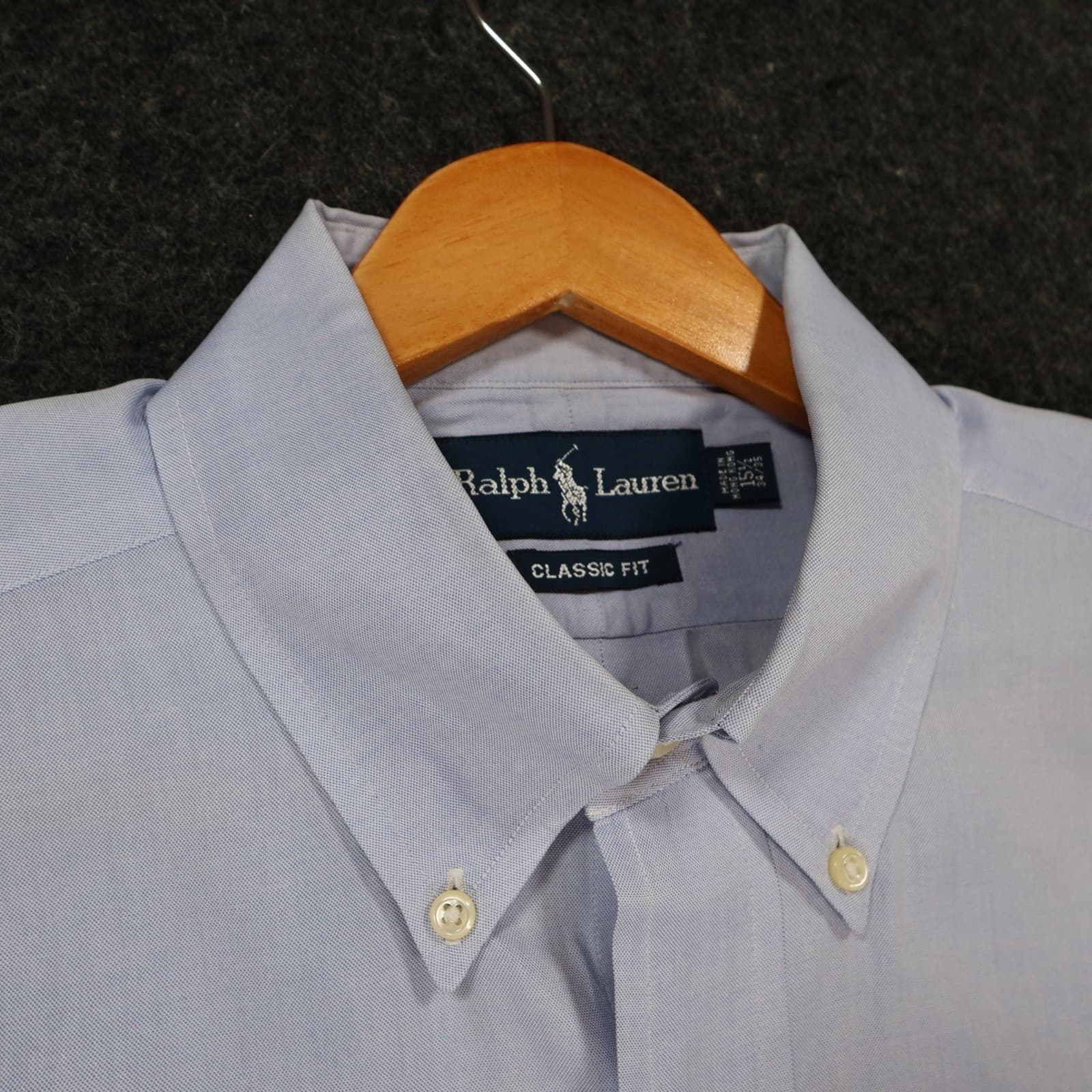 Ralph Lauren Button Down Mens 15.5 34/35 Light Blue Cotton Classic Fit Oxford - Thumbnail 10