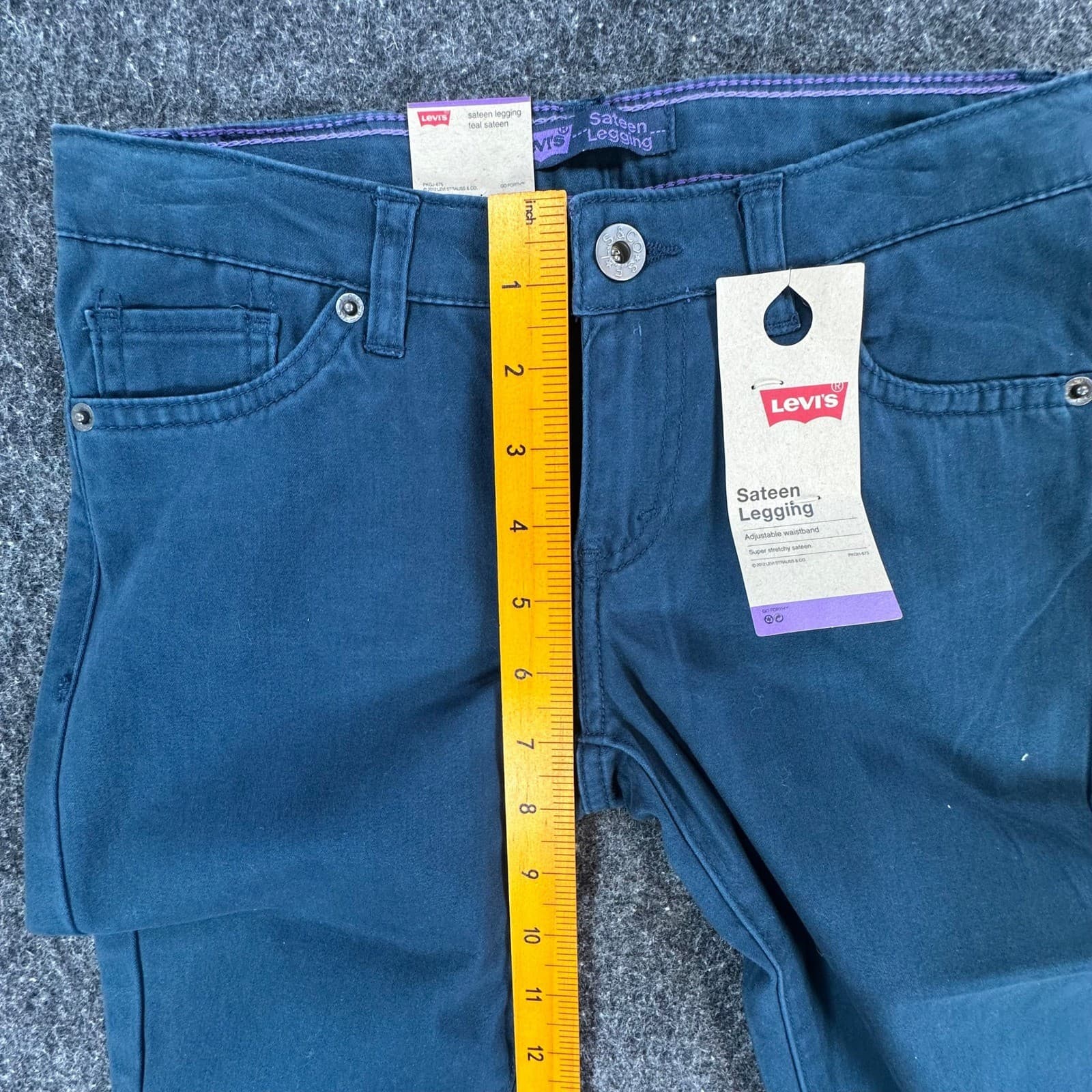 Levi's Sateen Legging Girls 12 Regular Teal Cotton Spandex Slim Stretch NOS - Thumbnail 5