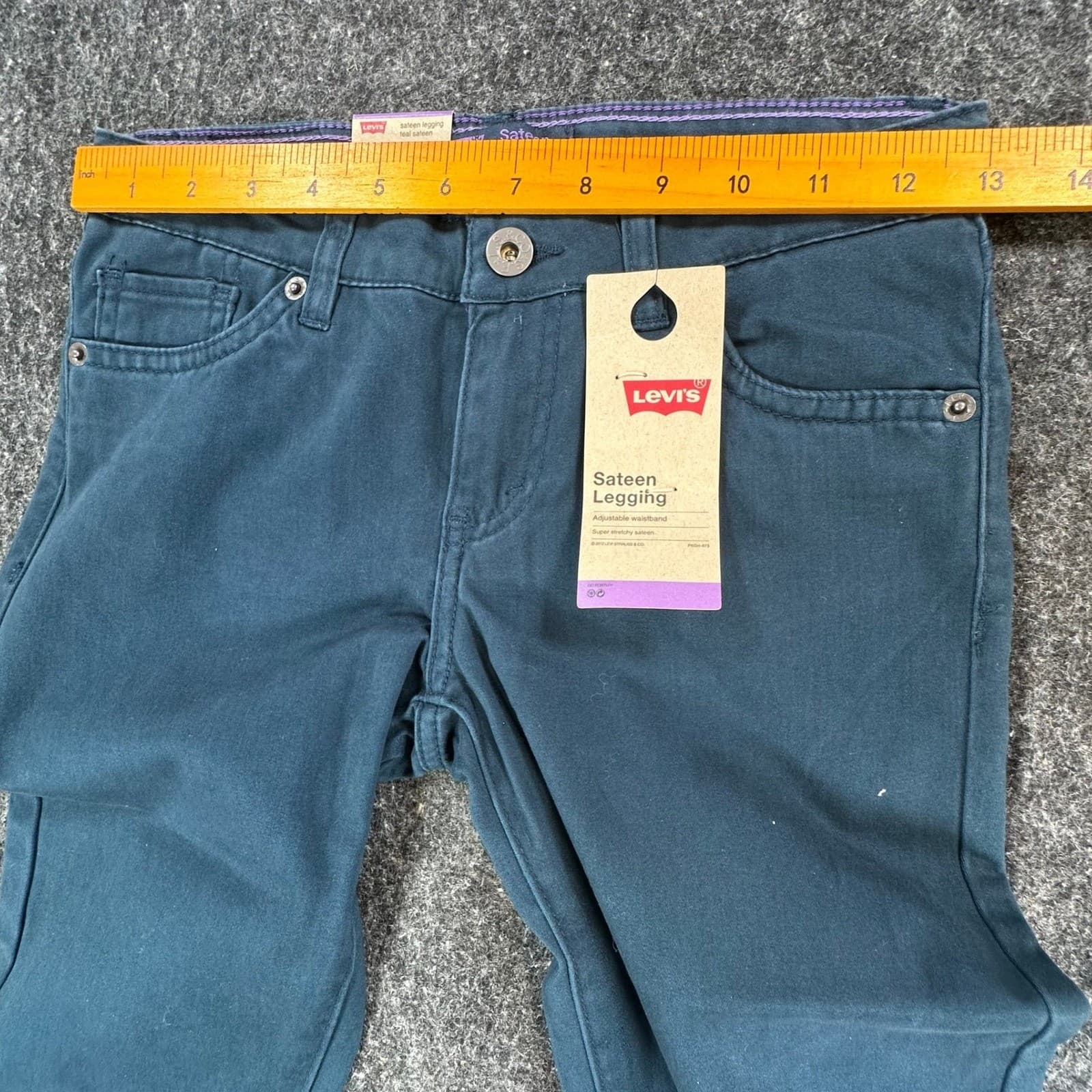 Levi's Sateen Legging Girls 12 Regular Teal Cotton Spandex Slim Stretch NOS - Thumbnail 6
