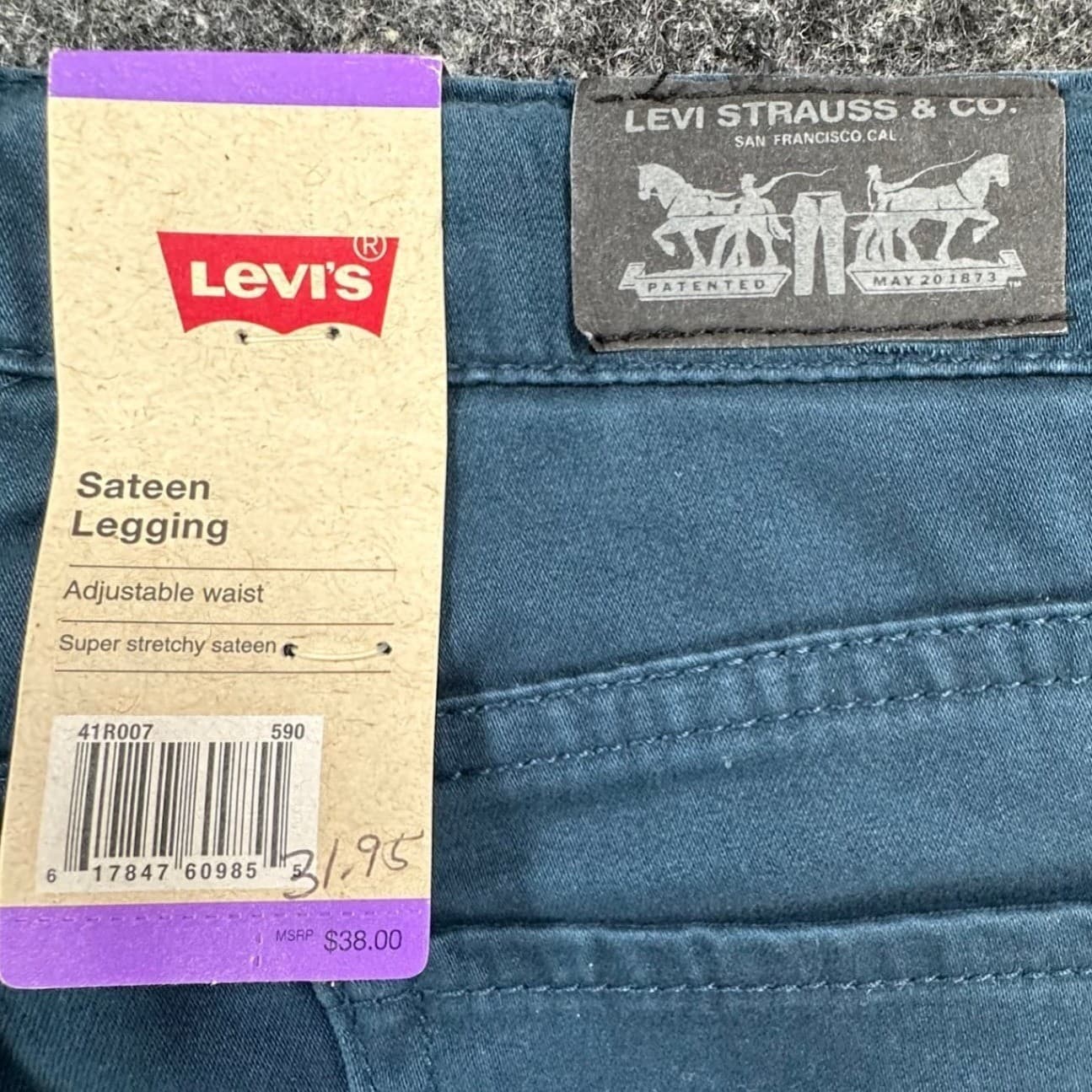 Levi's Sateen Legging Girls 12 Regular Teal Cotton Spandex Slim Stretch NOS - Thumbnail 7