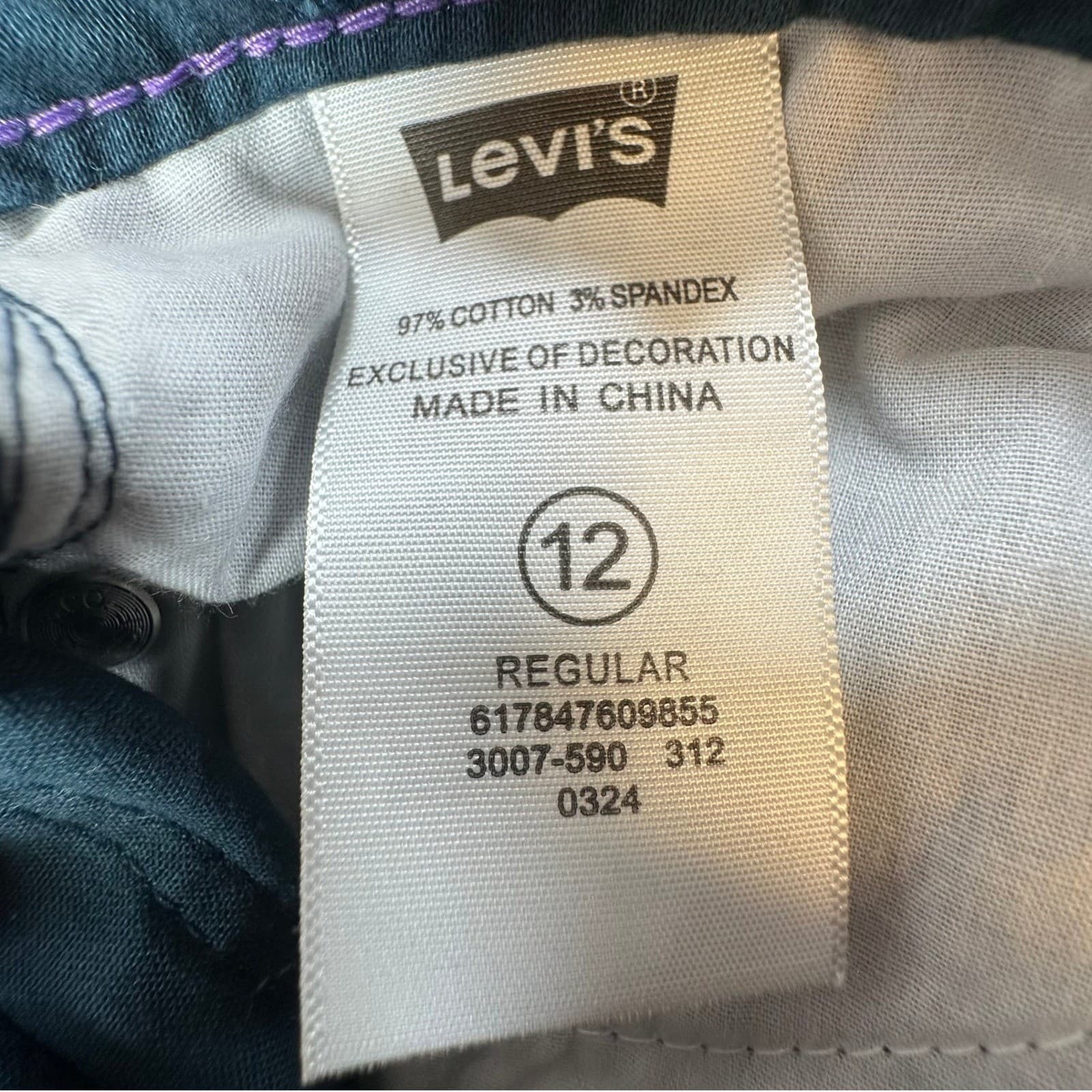 Levi's Sateen Legging Girls 12 Regular Teal Cotton Spandex Slim Stretch NOS - Thumbnail 9