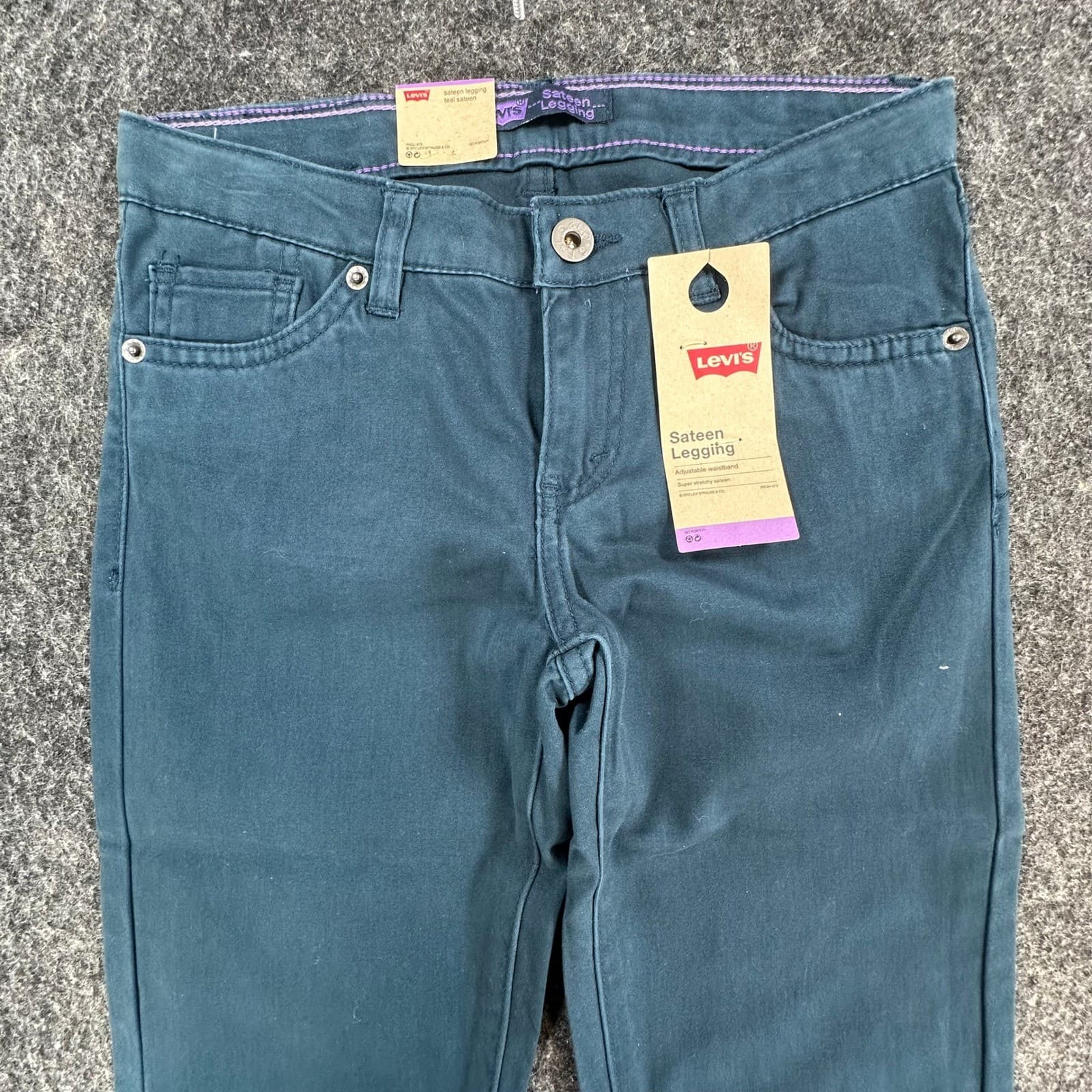 Levi's Sateen Legging Girls 12 Regular Teal Cotton Spandex Slim Stretch NOS - Thumbnail 10