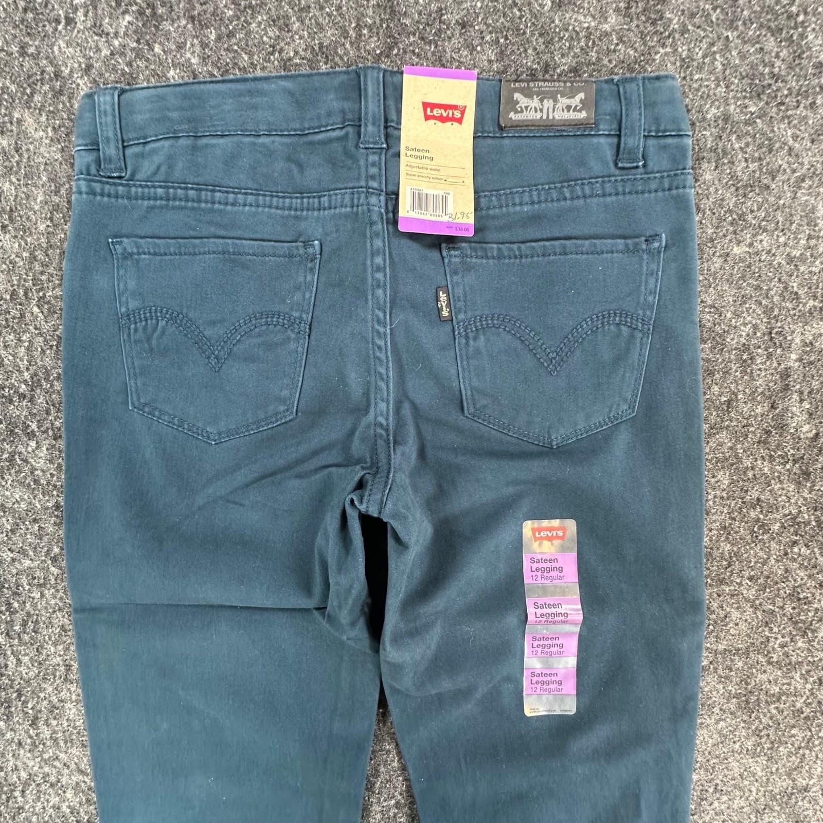 Levi's Sateen Legging Girls 12 Regular Teal Cotton Spandex Slim Stretch NOS - Thumbnail 11