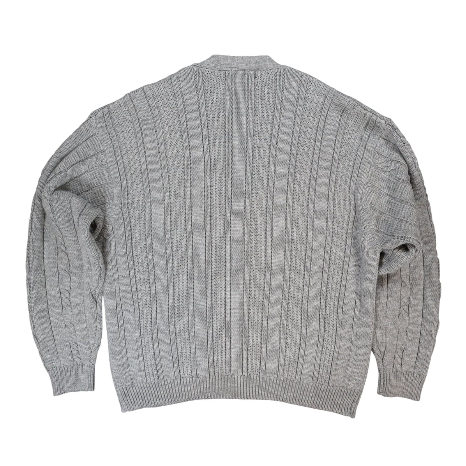 Towncraft Cardigan Sweater Mens XL Vintage Gray Cable Knit Button Front Classic - Thumbnail 2