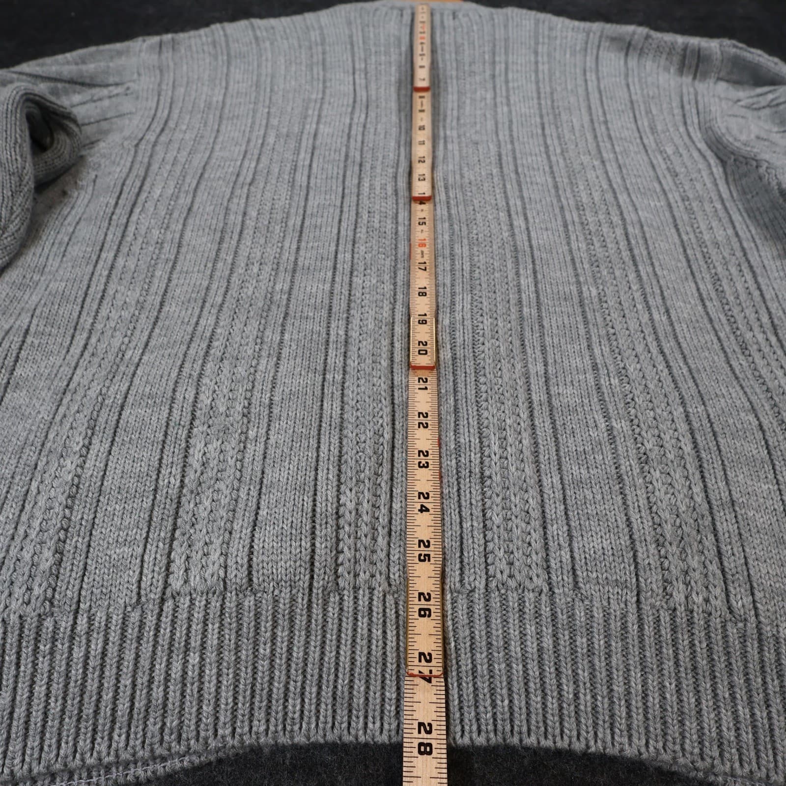 Towncraft Cardigan Sweater Mens XL Vintage Gray Cable Knit Button Front Classic - Thumbnail 5