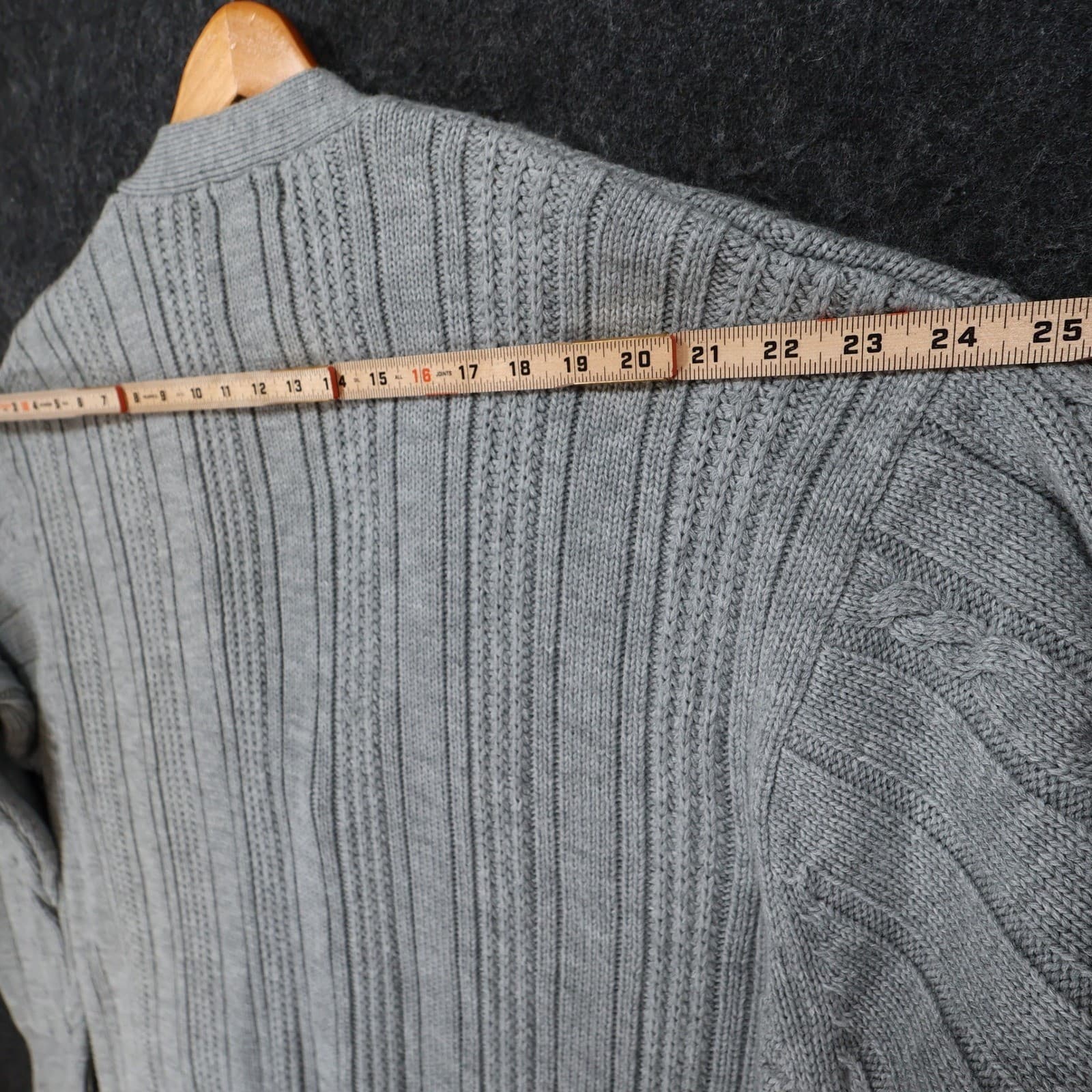 Towncraft Cardigan Sweater Mens XL Vintage Gray Cable Knit Button Front Classic - Thumbnail 6