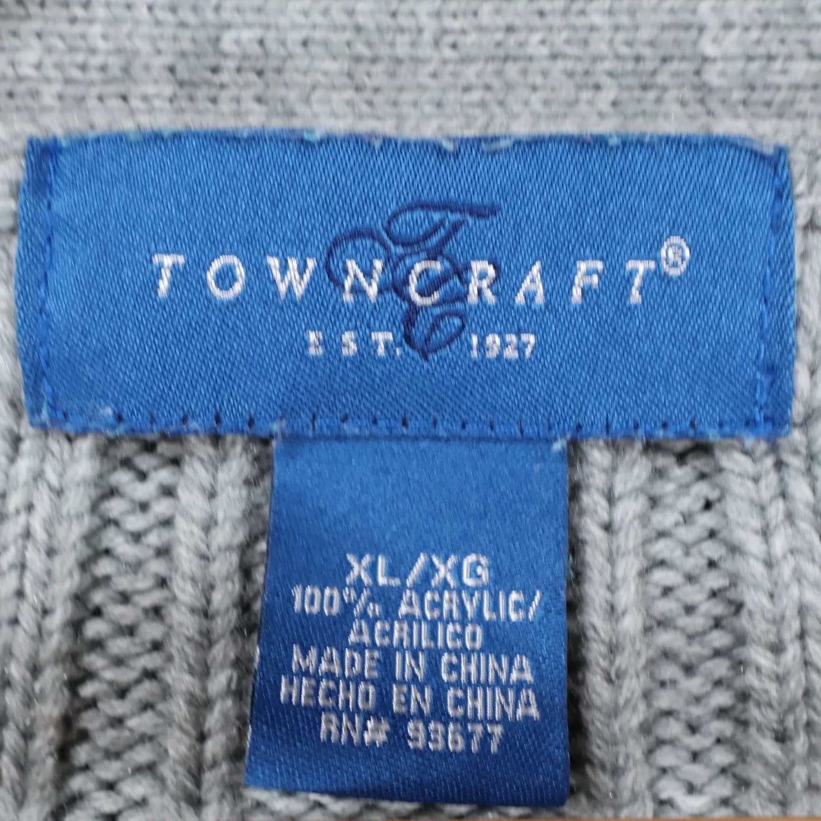 Towncraft Cardigan Sweater Mens XL Vintage Gray Cable Knit Button Front Classic - Thumbnail 7