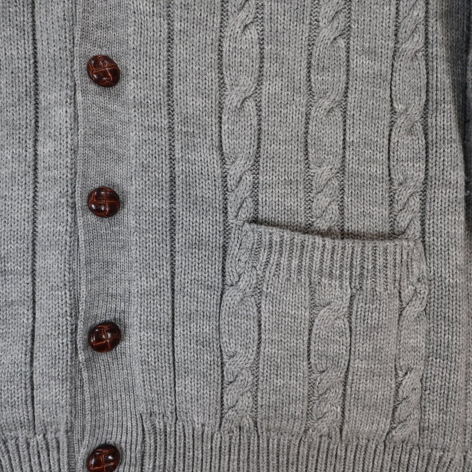 Towncraft Cardigan Sweater Mens XL Vintage Gray Cable Knit Button Front Classic - Thumbnail 10