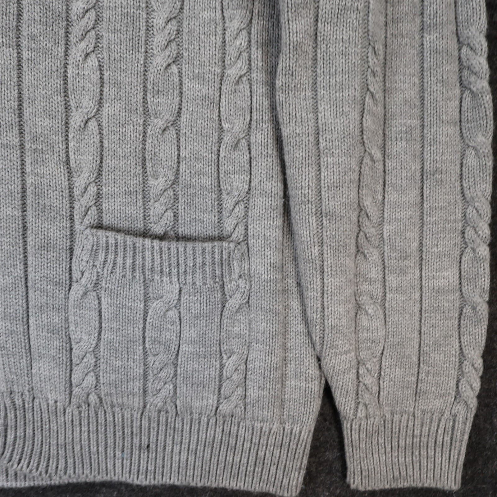 Towncraft Cardigan Sweater Mens XL Vintage Gray Cable Knit Button Front Classic - Thumbnail 9