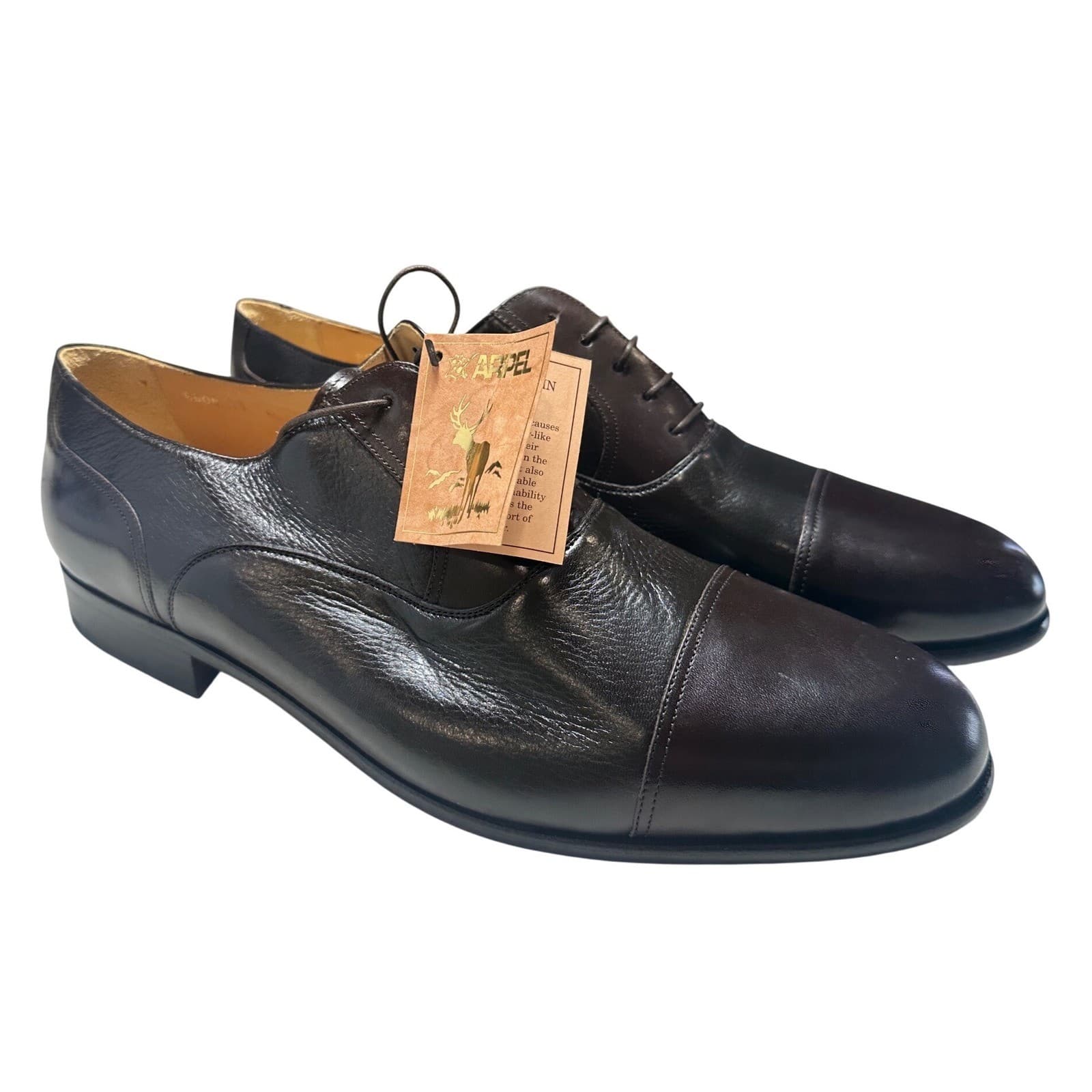 Massimo Emporio Oxford Mens 13 M Brown New Deerskin Leather Cap Toe Dress Shoes - Thumbnail 4