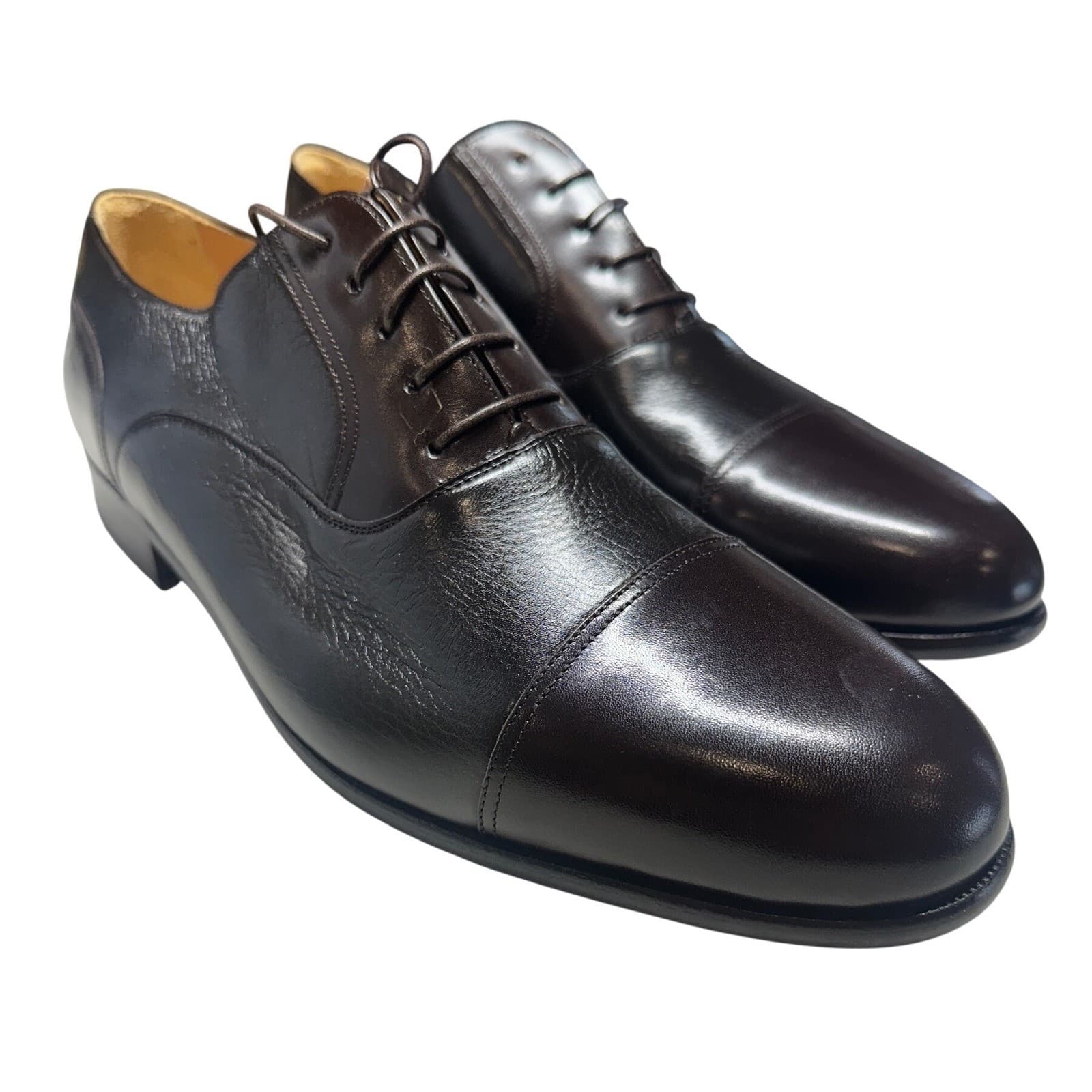 Massimo Emporio Oxford Mens 13 M Brown New Deerskin Leather Cap Toe Dress Shoes - Thumbnail 2