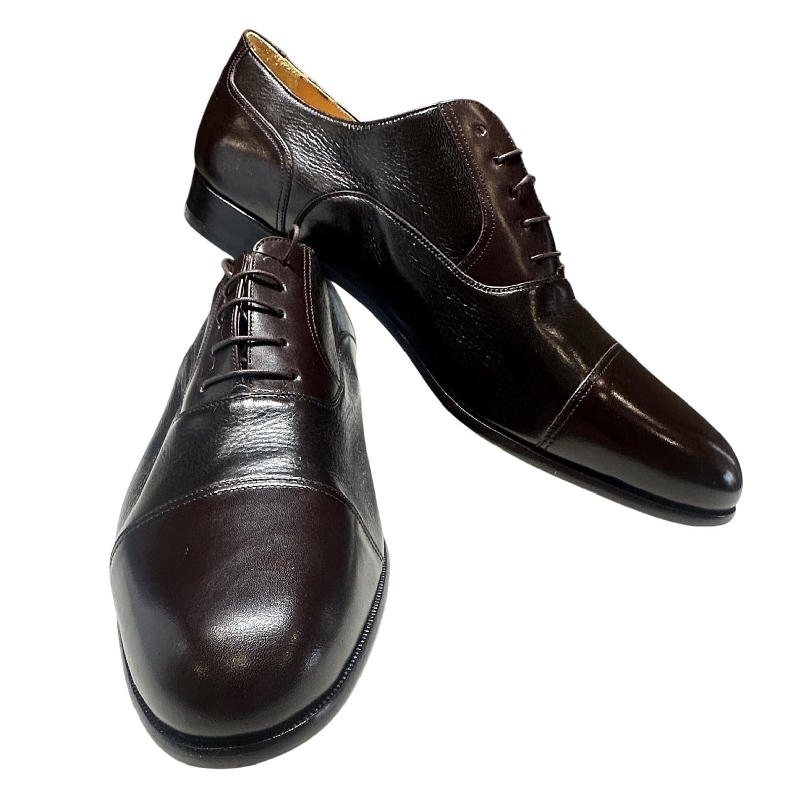 Massimo Emporio Oxford Mens 13 M Brown New Deerskin Leather Cap Toe Dress Shoes - Thumbnail 5