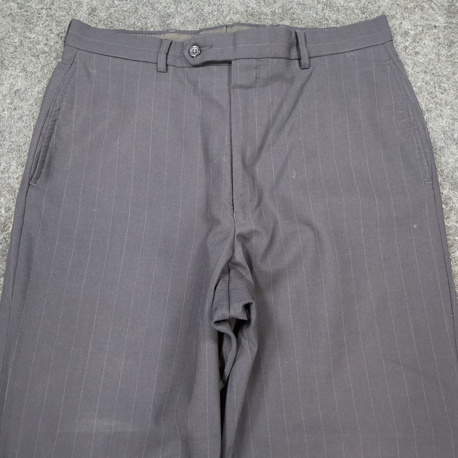 Jos. A. Bank Dress Pants Mens 34x27 Gray Wool Pinstripe Straight Trousers - Thumbnail 9