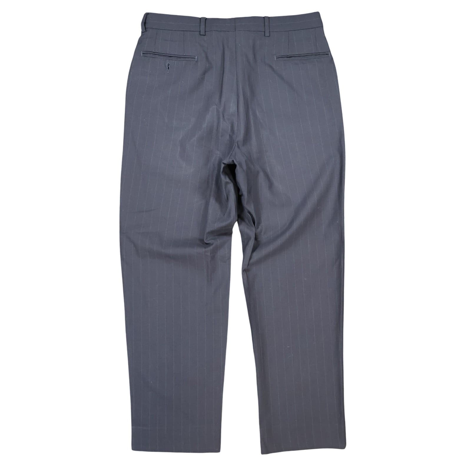 Jos. A. Bank Dress Pants Mens 34x27 Gray Wool Pinstripe Straight Trousers - Thumbnail 2