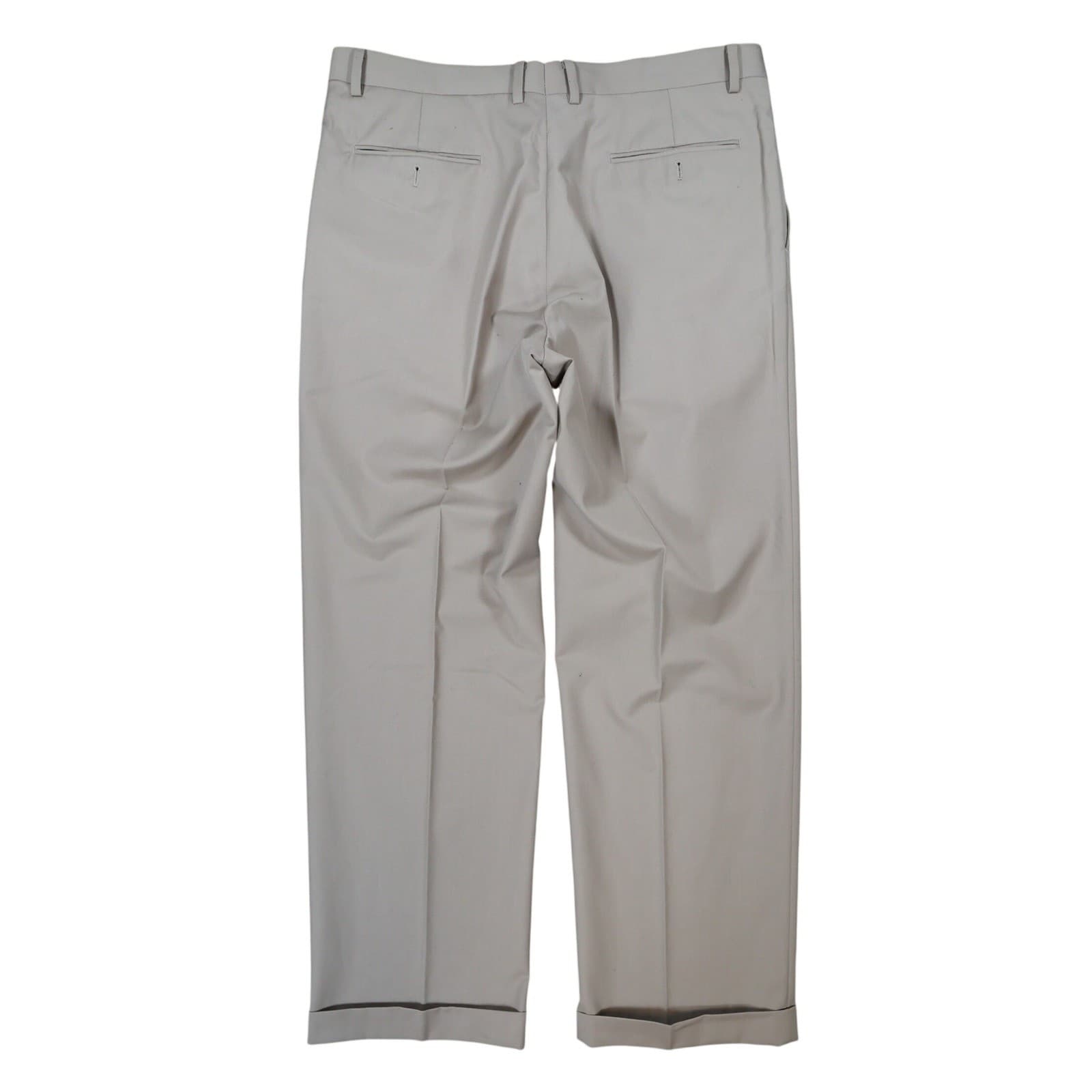 Daniel Cremieux Dress Pants Mens 38x30 Beige Poly Rayon Pleated Cuffed Trousers - Thumbnail 2