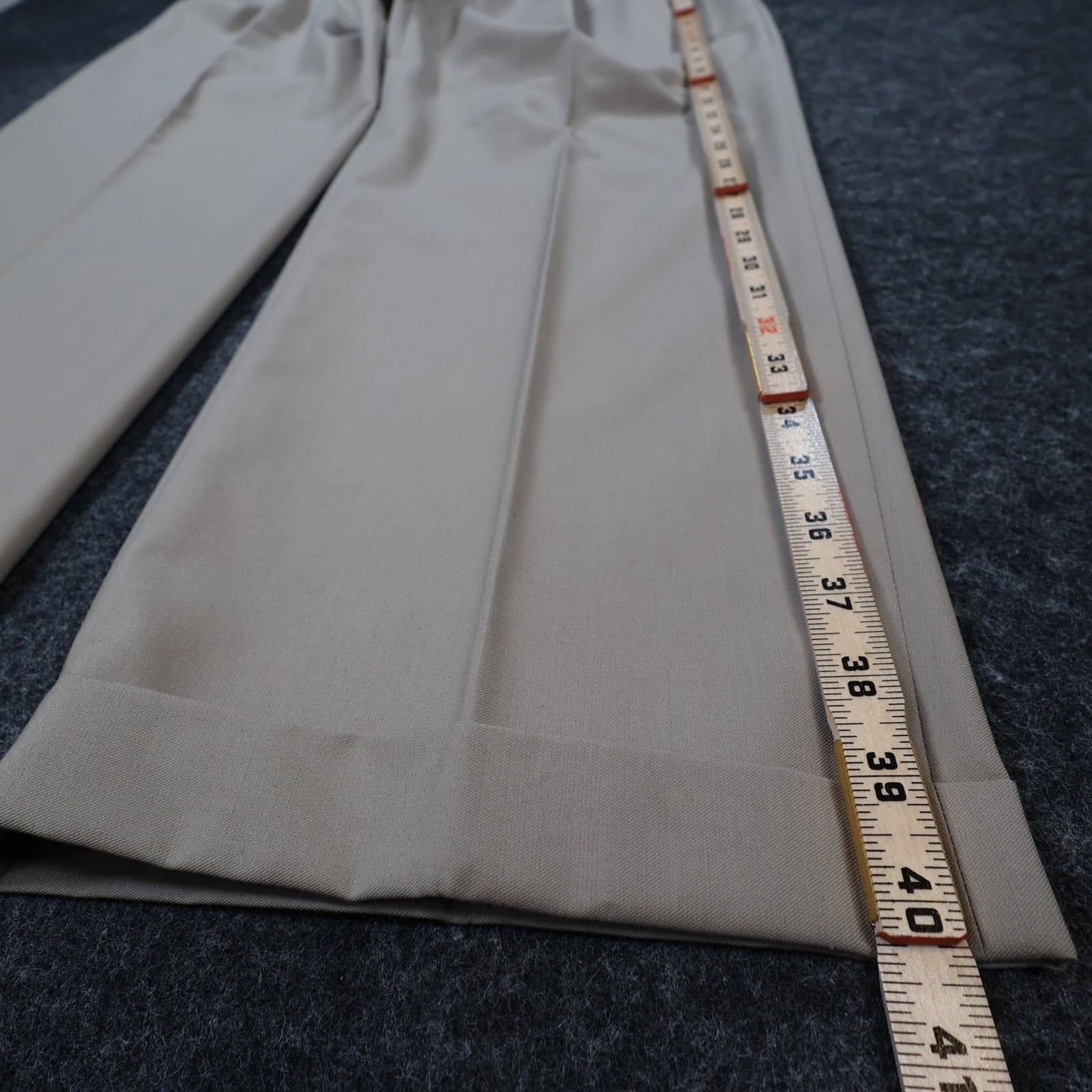 Daniel Cremieux Dress Pants Mens 38x30 Beige Poly Rayon Pleated Cuffed Trousers - Thumbnail 3