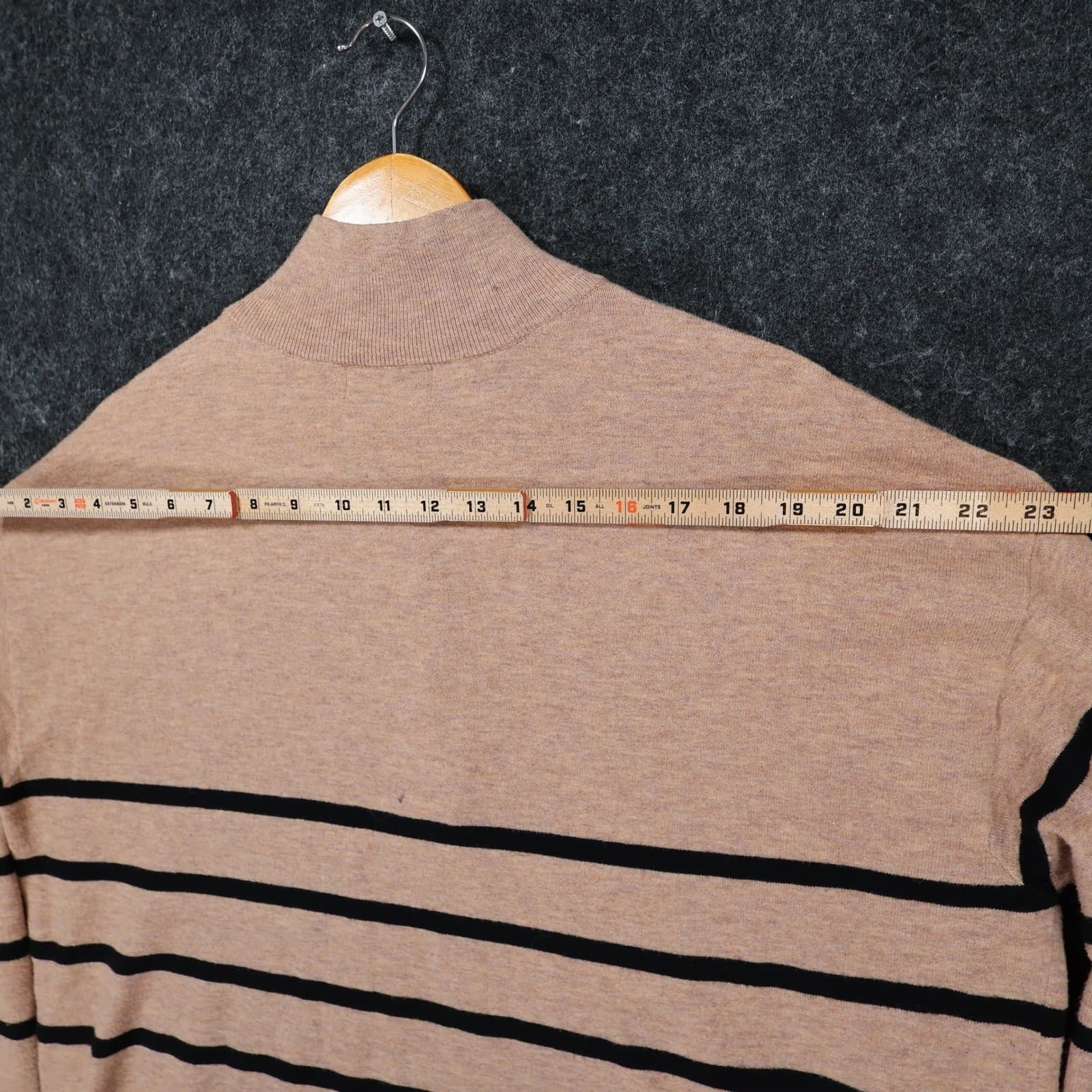 Ava & Viv Quarter Zip Pullover Women XXL Tan Black Striped Recycled Knit Sweater - Thumbnail 6
