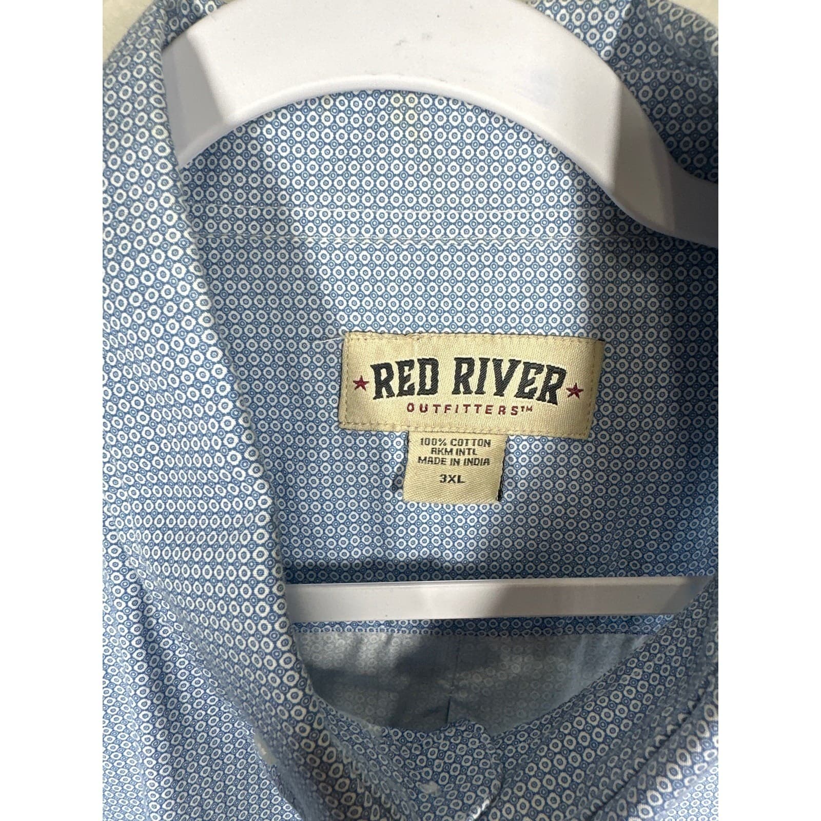 Red River Outfitters Mens Blue Patten Button Down Size 3XL - Thumbnail 3