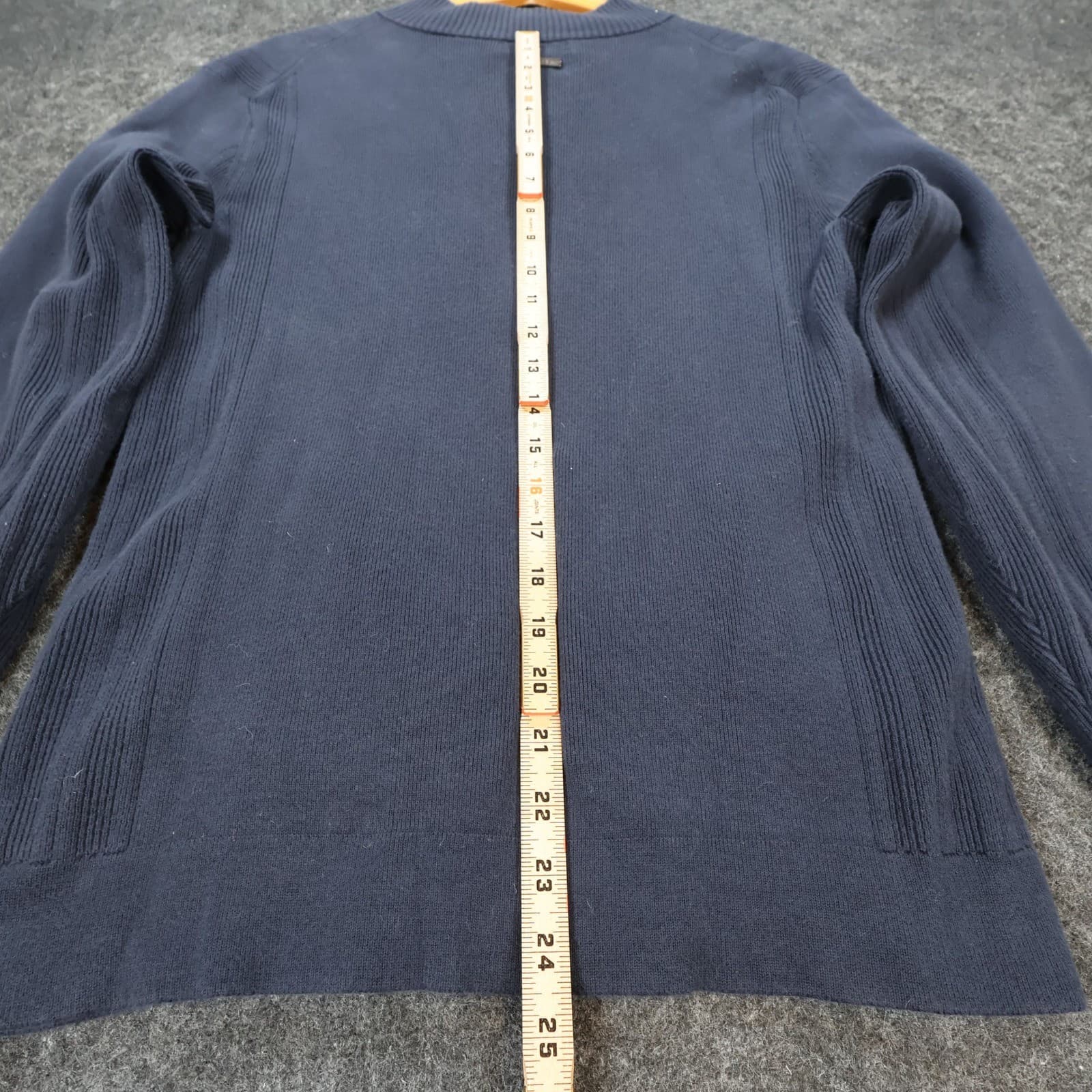 Calvin Klein Full Zip Cardigan Mens M Navy Blue Cotton Ribbed Mock Neck Sweater - Thumbnail 5