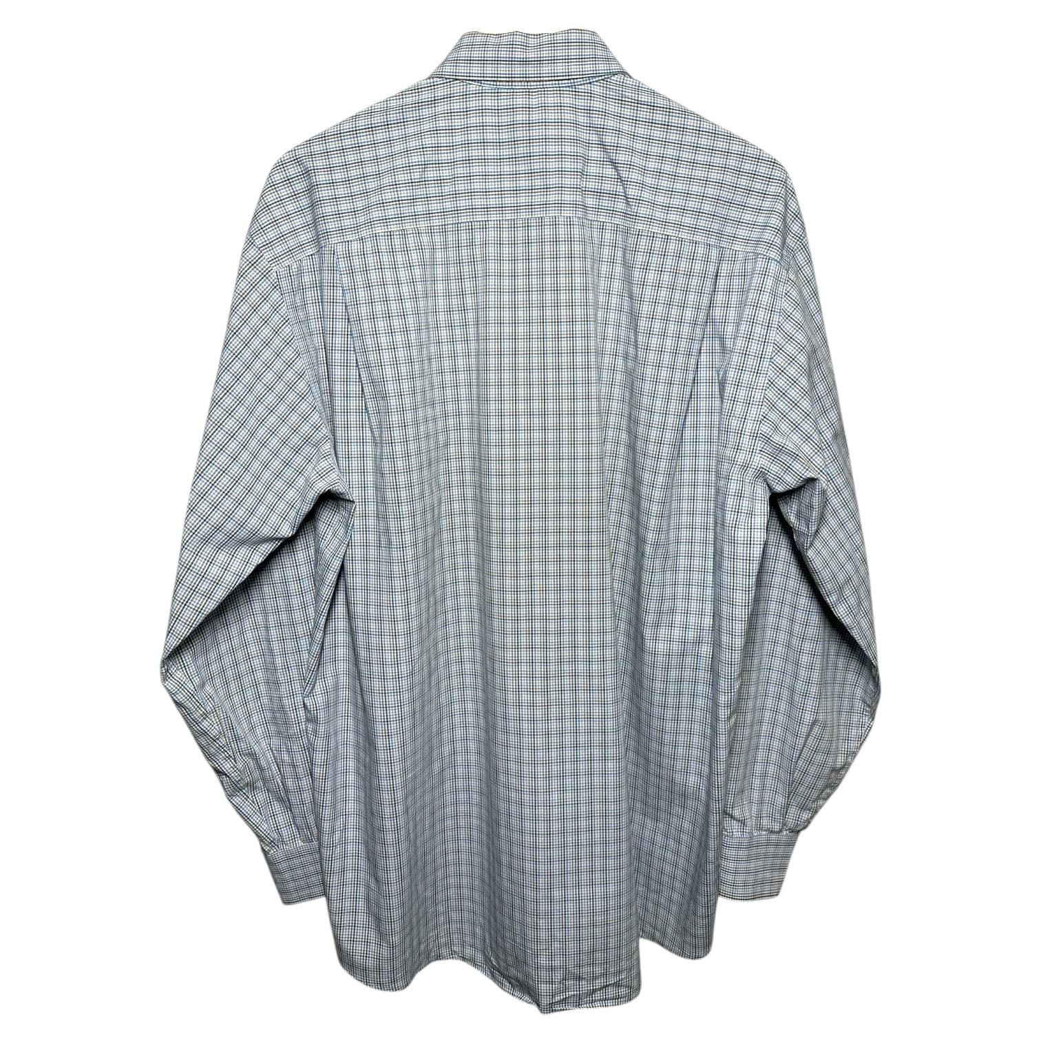 Nautica Button Down Shirt Men 16.5 34/35 Blue Plaid Wrinkle Free Cotton - Thumbnail 3