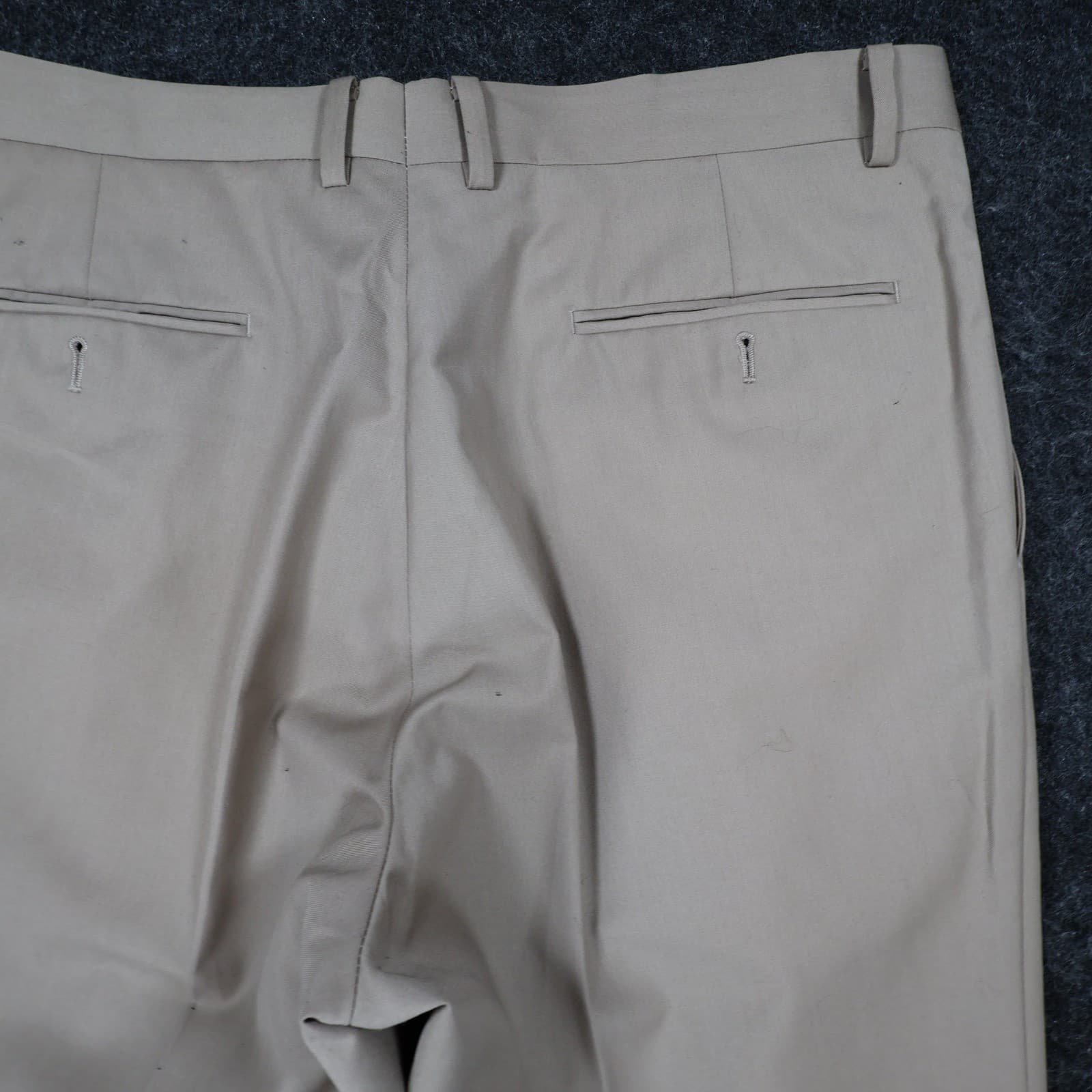 Daniel Cremieux Dress Pants Mens 38x30 Beige Poly Rayon Pleated Cuffed Trousers - Thumbnail 12