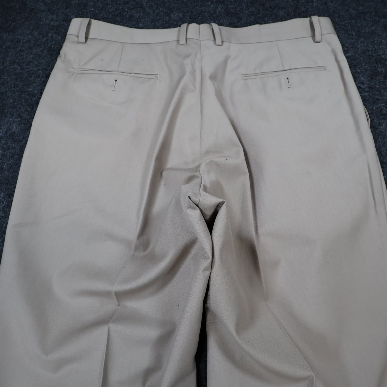 Daniel Cremieux Dress Pants Mens 38x30 Beige Poly Rayon Pleated Cuffed Trousers - Thumbnail 10