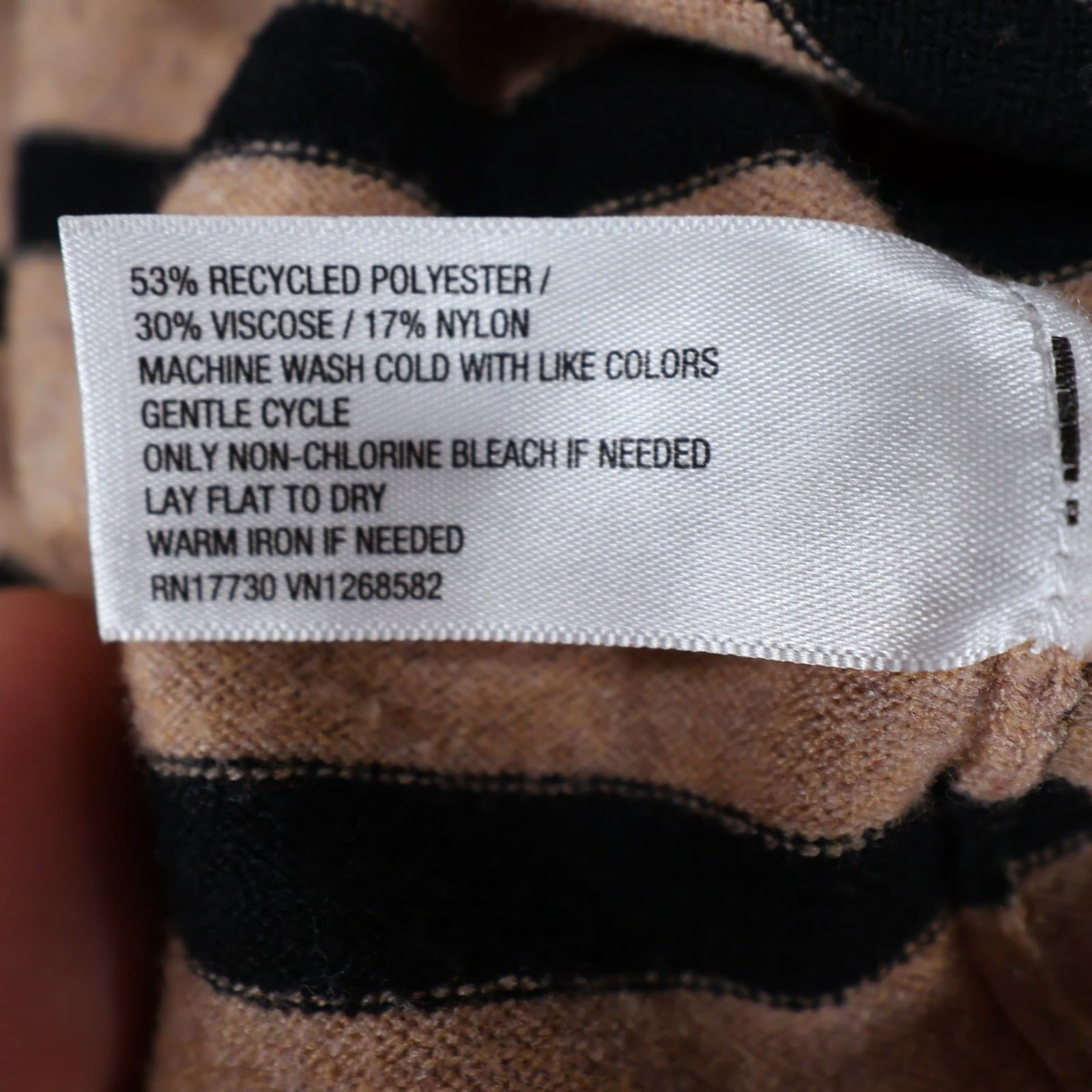Ava & Viv Quarter Zip Pullover Women XXL Tan Black Striped Recycled Knit Sweater - Thumbnail 8