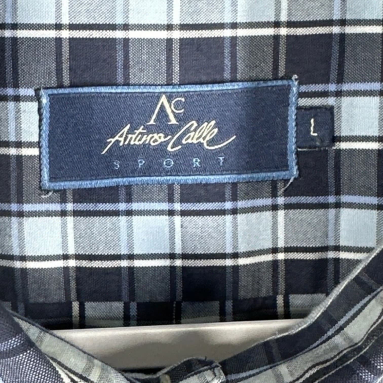 Arturo Calle Mens Blue Short Sleeve Button Down Size L - Thumbnail 3