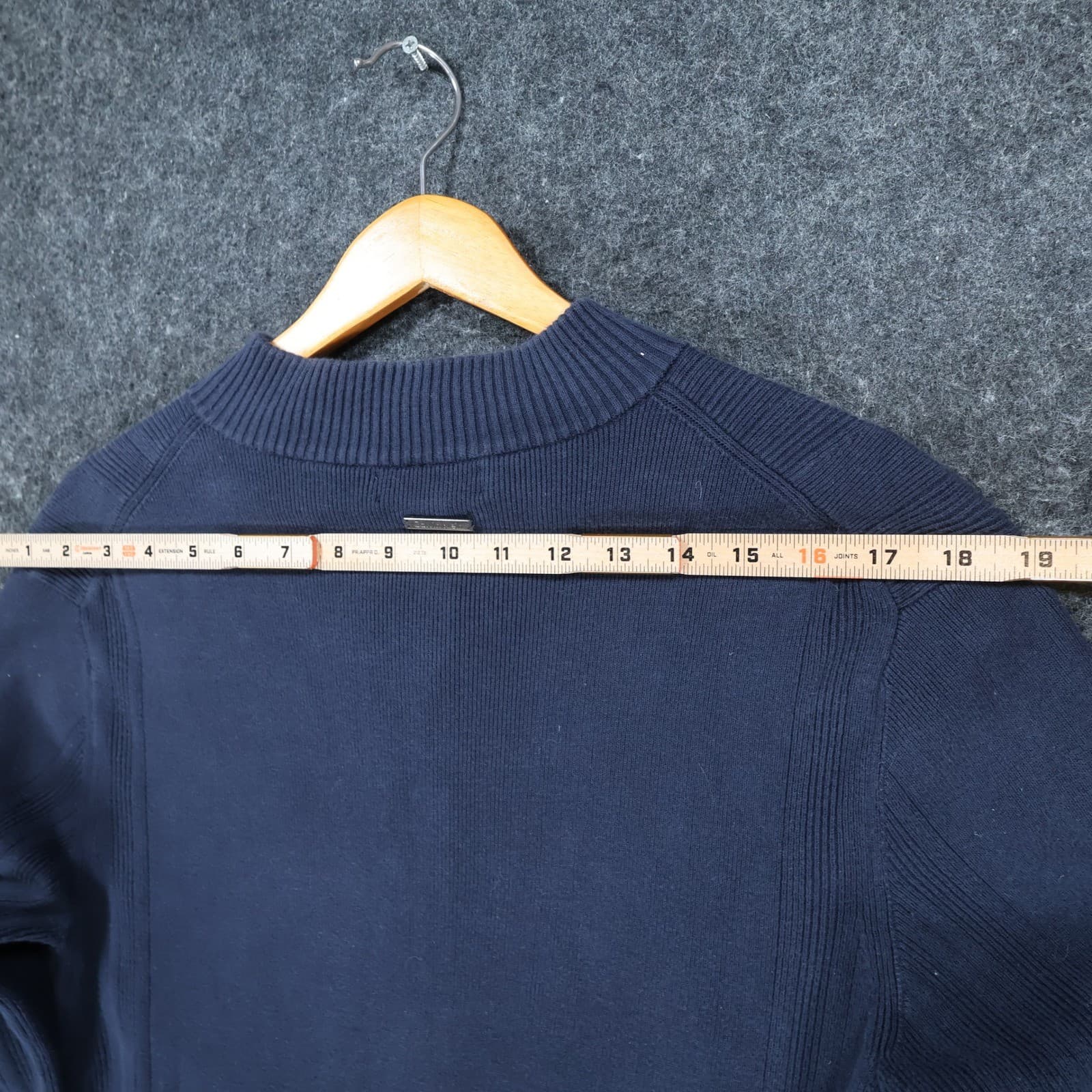 Calvin Klein Full Zip Cardigan Mens M Navy Blue Cotton Ribbed Mock Neck Sweater - Thumbnail 6