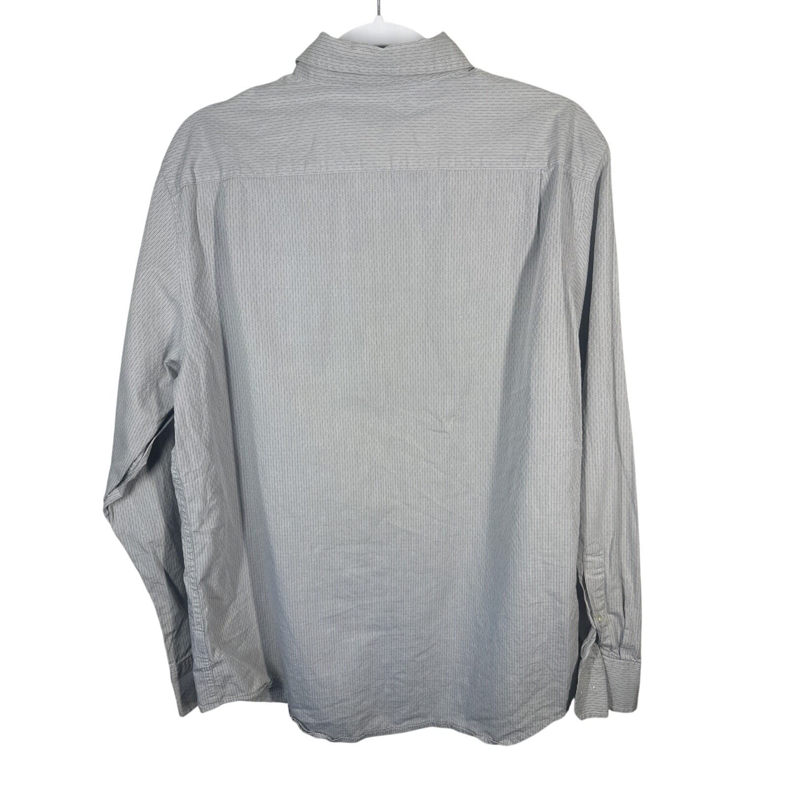 Banana Republic Button Down Mens Large Grey Excellent Micro Stripe Dobby Shirt - Thumbnail 2