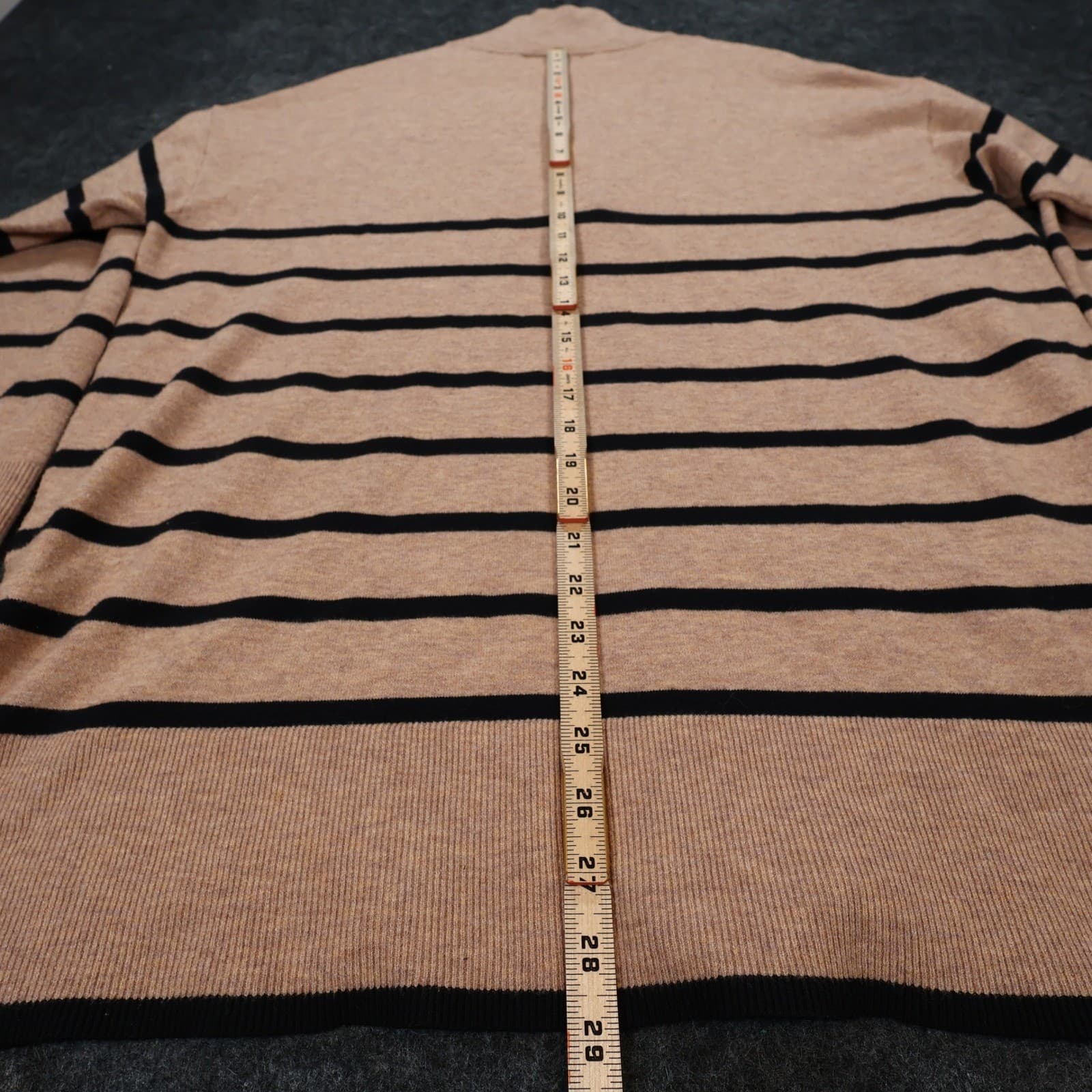 Ava & Viv Quarter Zip Pullover Women XXL Tan Black Striped Recycled Knit Sweater - Thumbnail 5