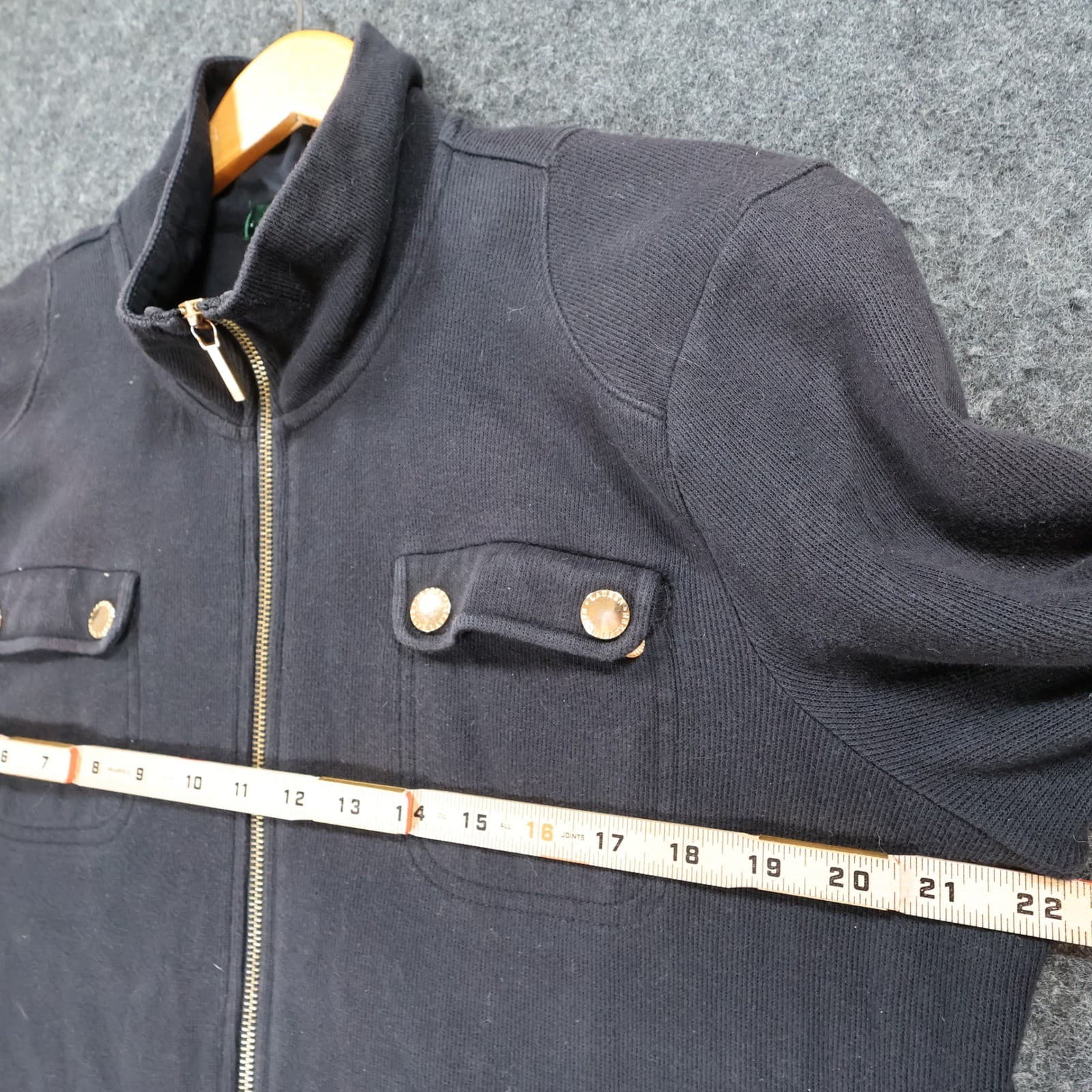 Lauren Ralph Lauren Jacket Womens XL Black Cotton Full Zip Utility Field Coat - Thumbnail 4