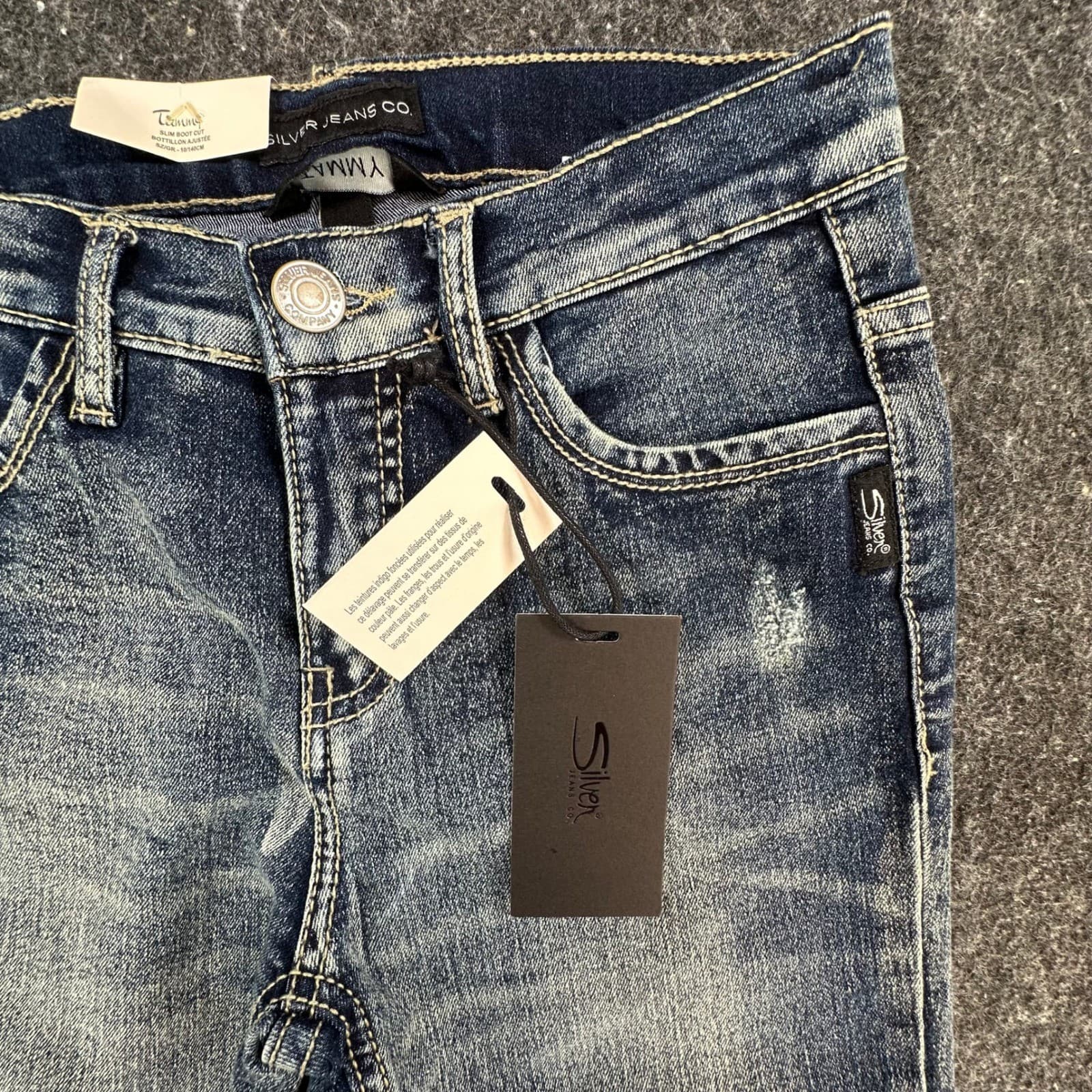 Silver Jeans Co Tammy Slim Bootcut Girls Size 10 Blue Denim Stretch Mid Rise NEW - Thumbnail 13