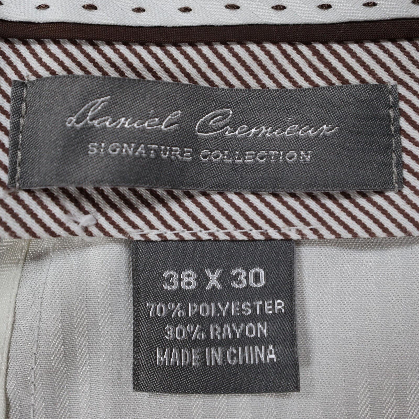 Daniel Cremieux Dress Pants Mens 38x30 Beige Poly Rayon Pleated Cuffed Trousers - Thumbnail 7