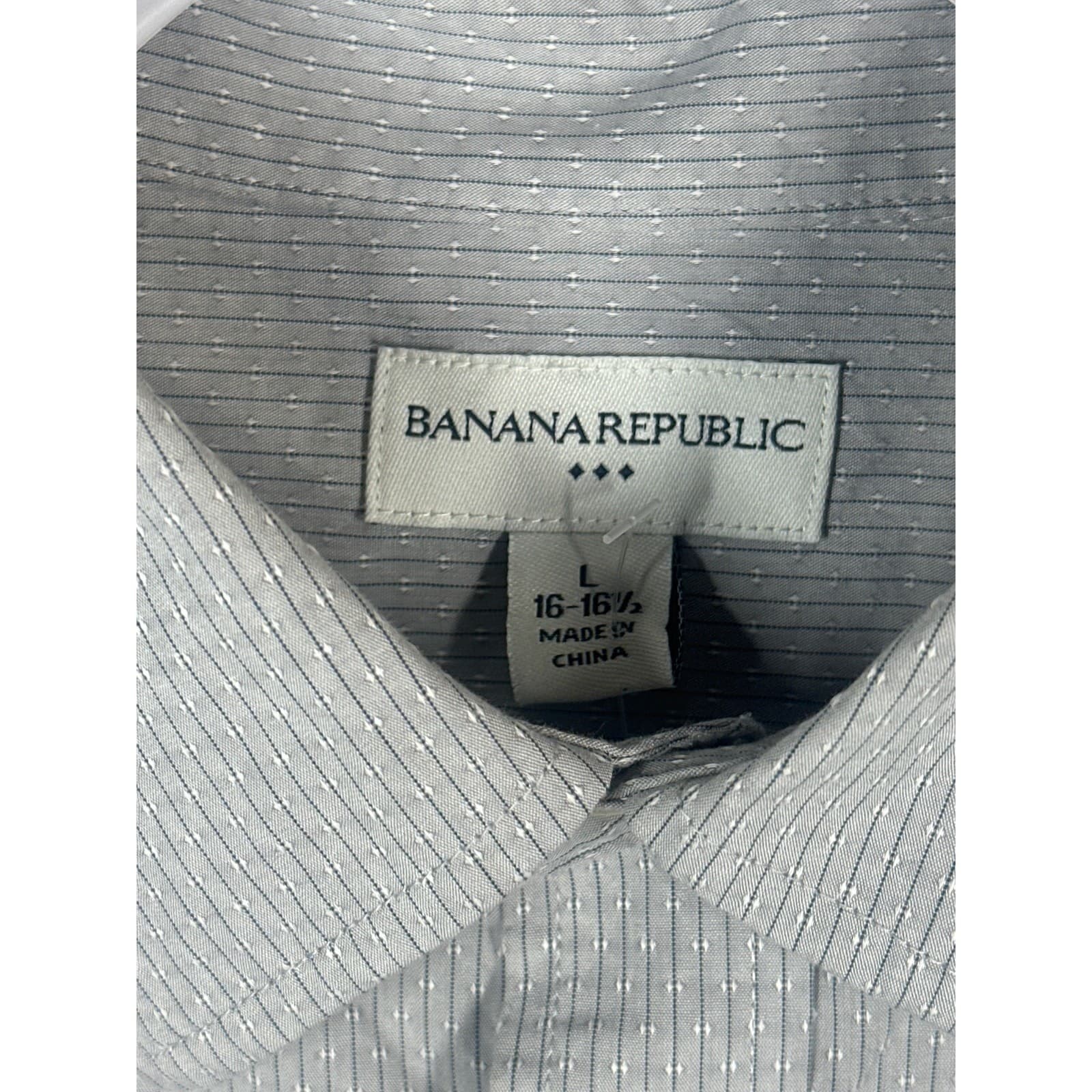 Banana Republic Button Down Mens Large Grey Excellent Micro Stripe Dobby Shirt - Thumbnail 3
