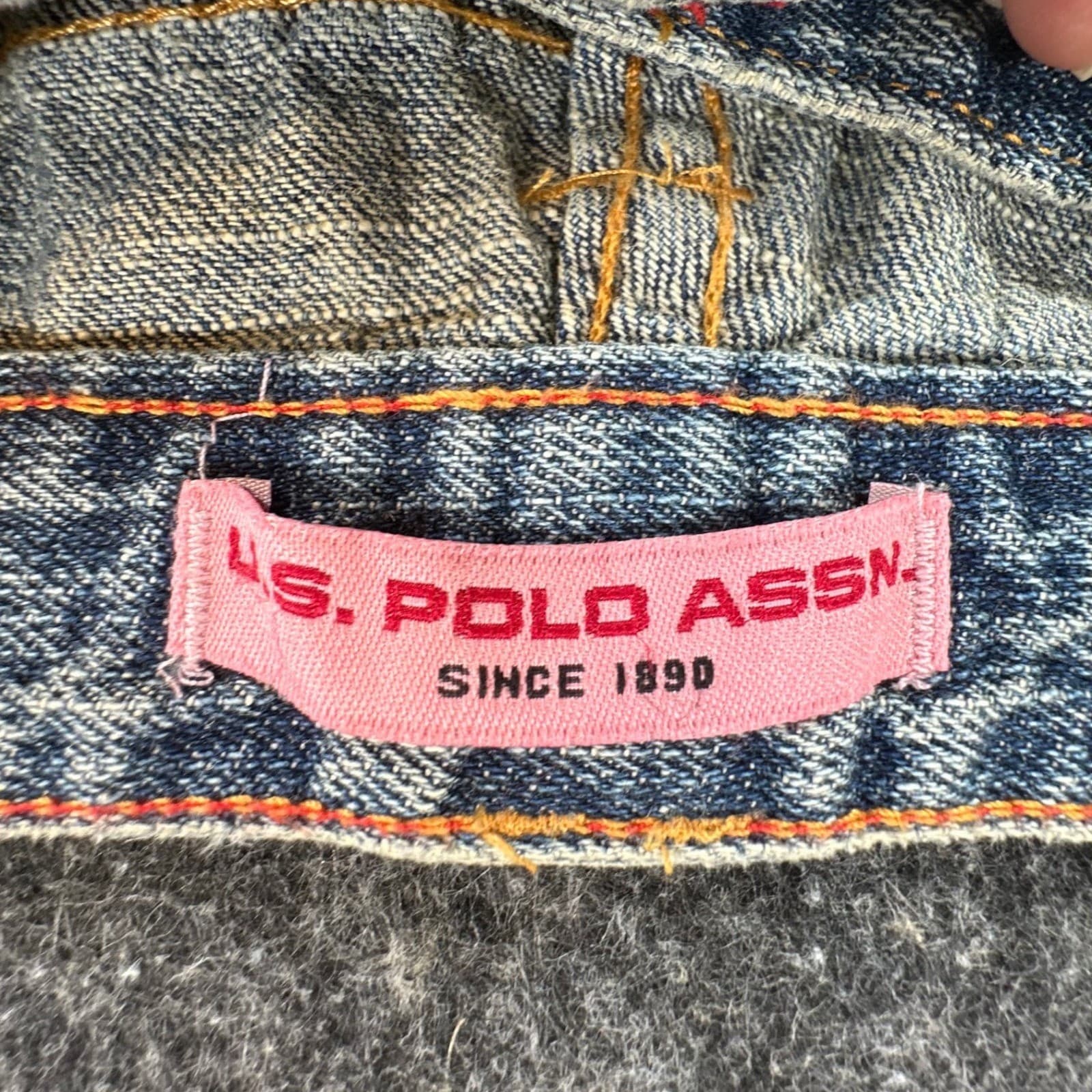 U.S. Polo Assn Jeans Girls 12 Blue Ramie Cotton Y2K Butterfly Embroidered Belted - Thumbnail 9