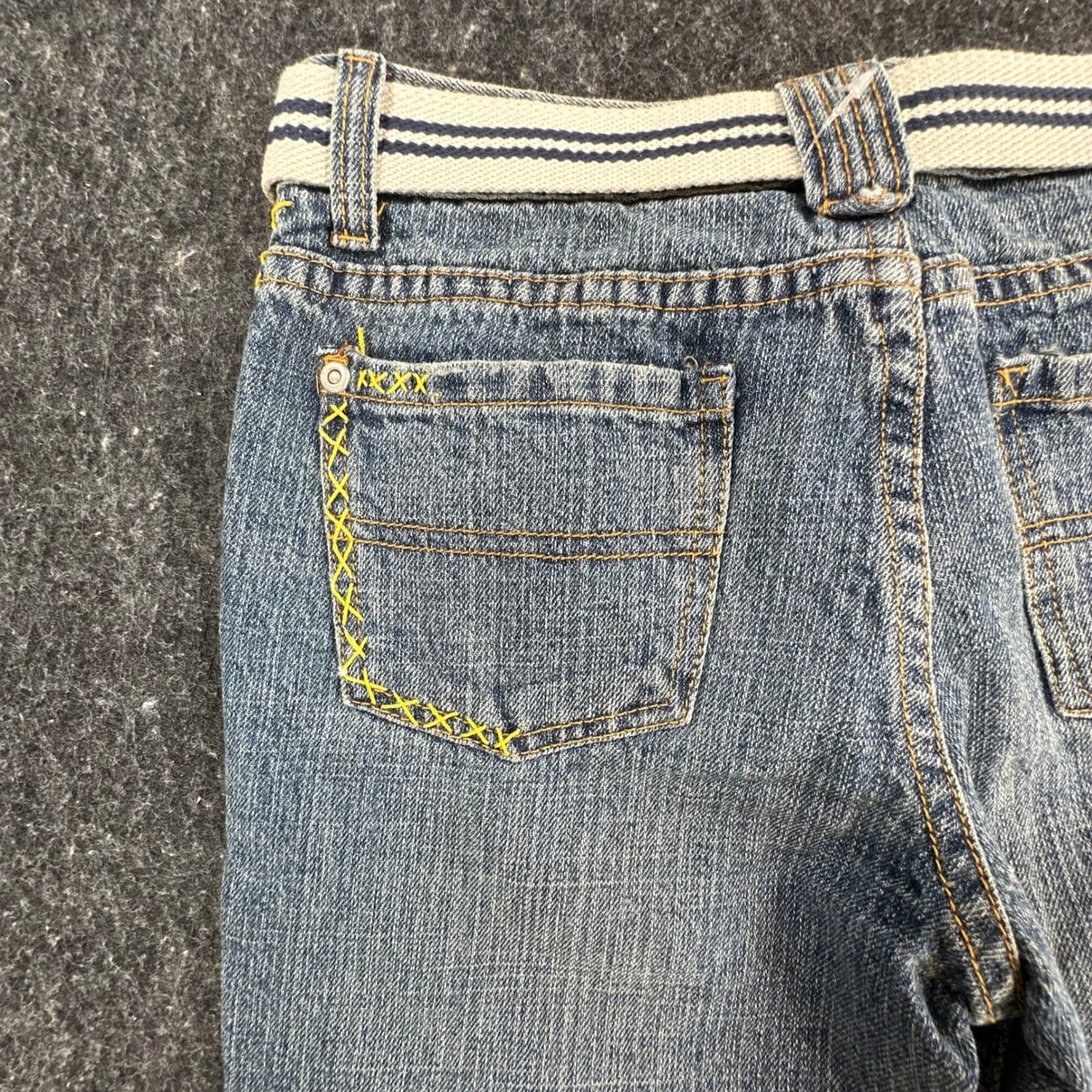U.S. Polo Assn Jeans Girls 12 Blue Ramie Cotton Y2K Butterfly Embroidered Belted - Thumbnail 16