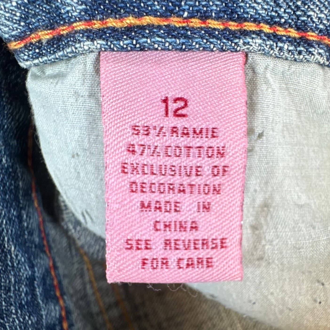 U.S. Polo Assn Jeans Girls 12 Blue Ramie Cotton Y2K Butterfly Embroidered Belted - Thumbnail 10