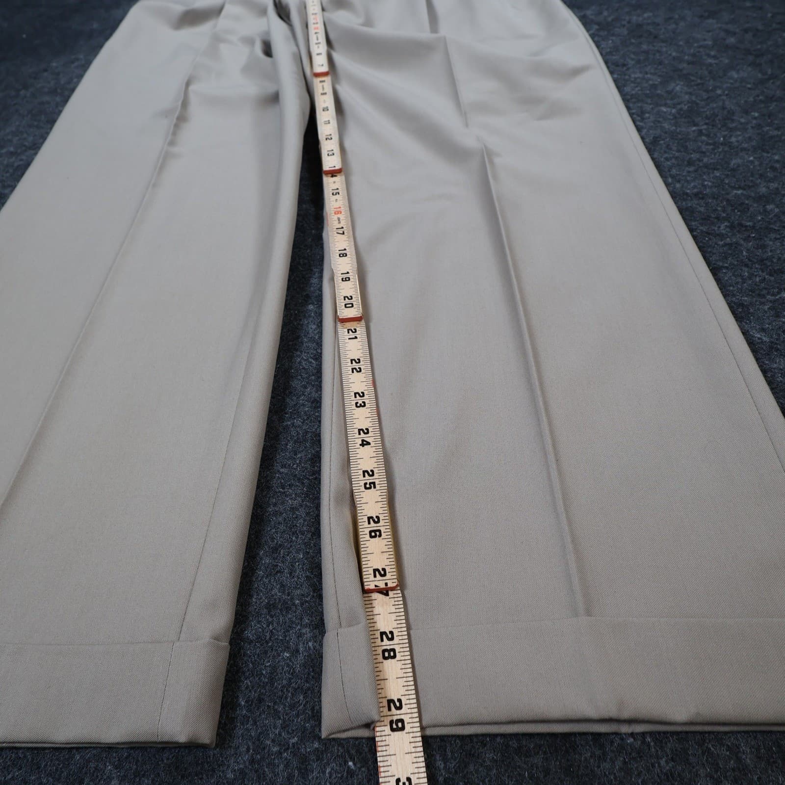 Daniel Cremieux Dress Pants Mens 38x30 Beige Poly Rayon Pleated Cuffed Trousers - Thumbnail 4