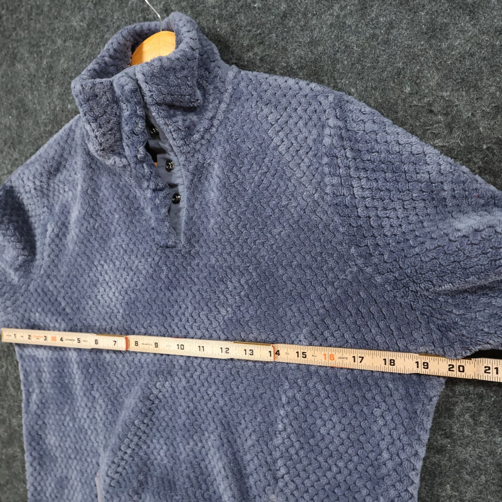 Eddie Bauer Fleece Pullover Womens Small Blue Polyester Snap Neck Honeycomb Cozy - Thumbnail 3
