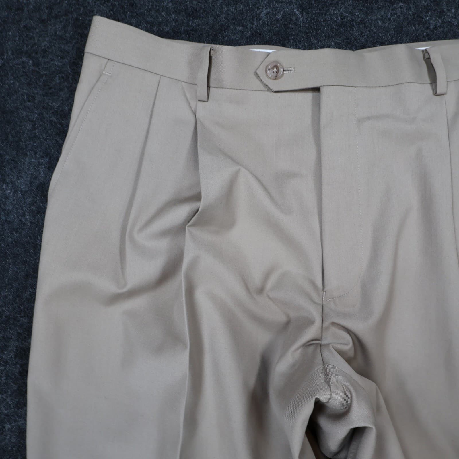 Daniel Cremieux Dress Pants Mens 38x30 Beige Poly Rayon Pleated Cuffed Trousers - Thumbnail 11