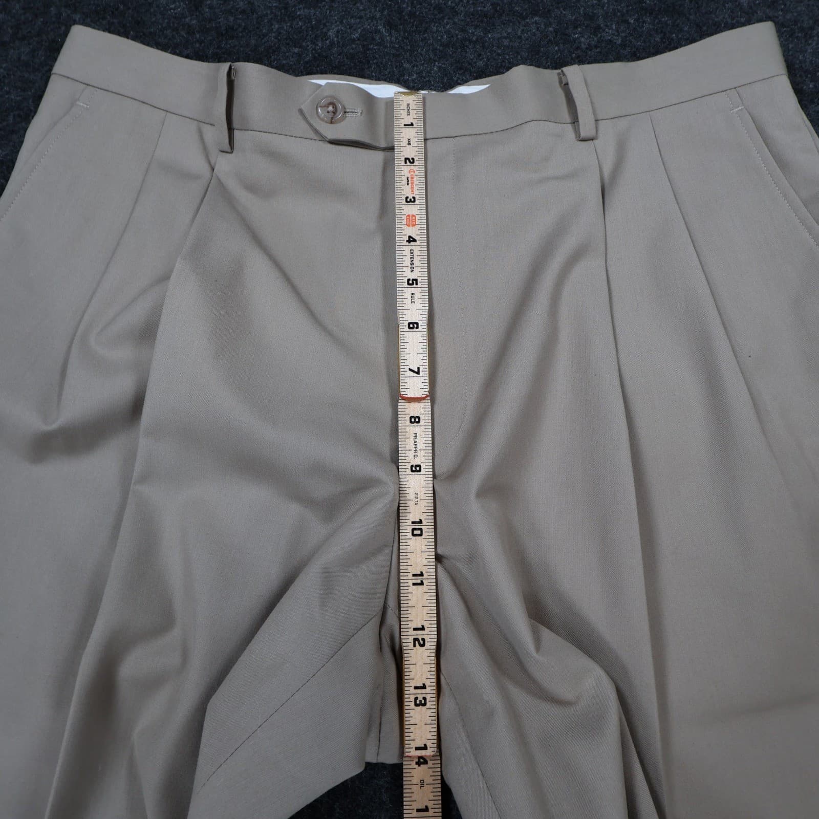 Daniel Cremieux Dress Pants Mens 38x30 Beige Poly Rayon Pleated Cuffed Trousers - Thumbnail 5