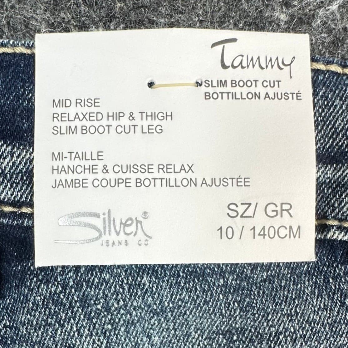 Silver Jeans Co Tammy Slim Bootcut Girls Size 10 Blue Denim Stretch Mid Rise NEW - Thumbnail 7