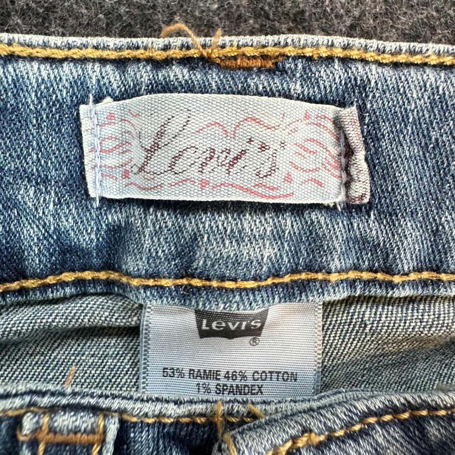 Levi's Capri Jeans Girls Size 8 Blue Denim Ramie Blend Y2K New With Tags Belt - Thumbnail 9