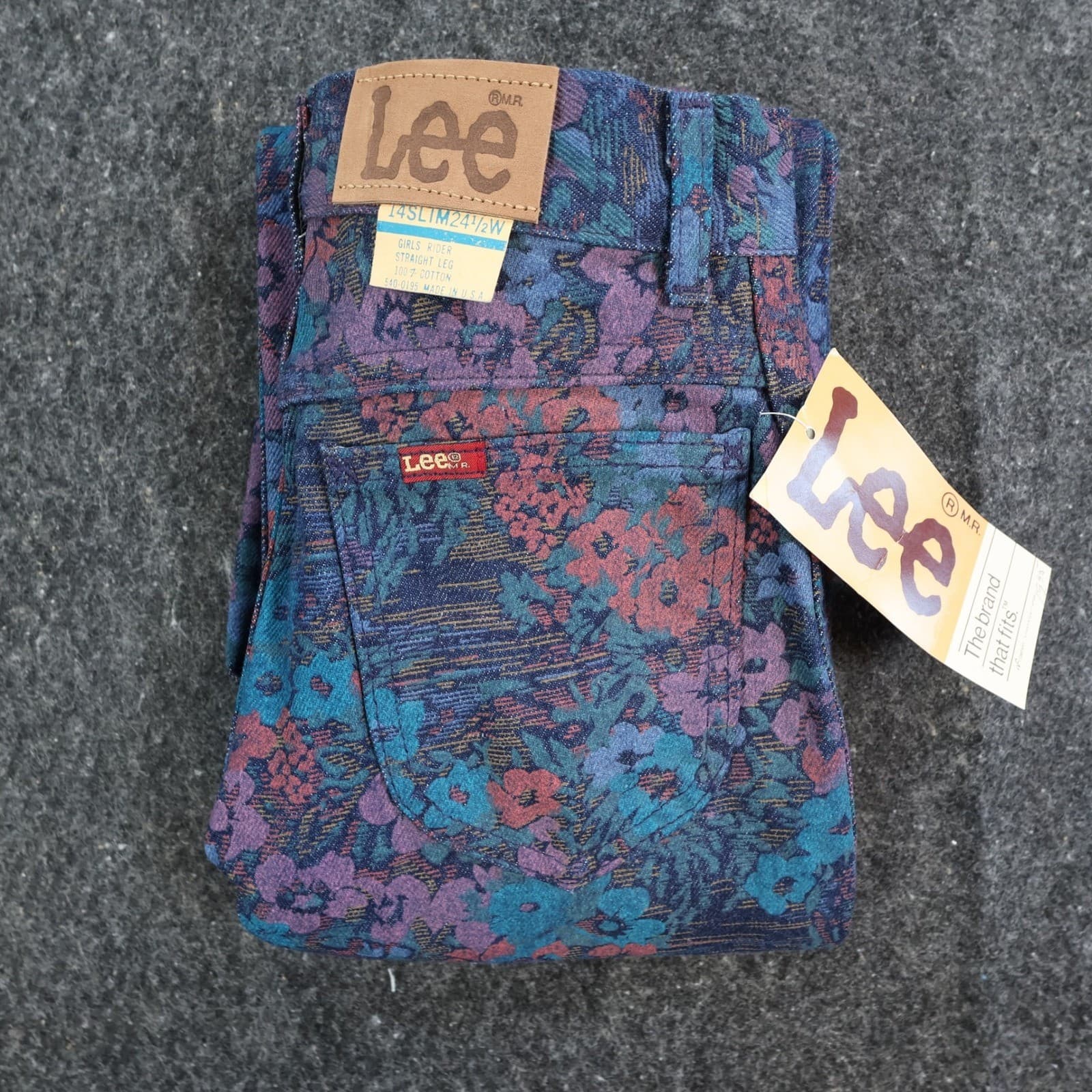Lee Riders Jeans Girls 14 Slim Blue Floral Cotton Denim Vintage 90s Made in USA - Thumbnail 18