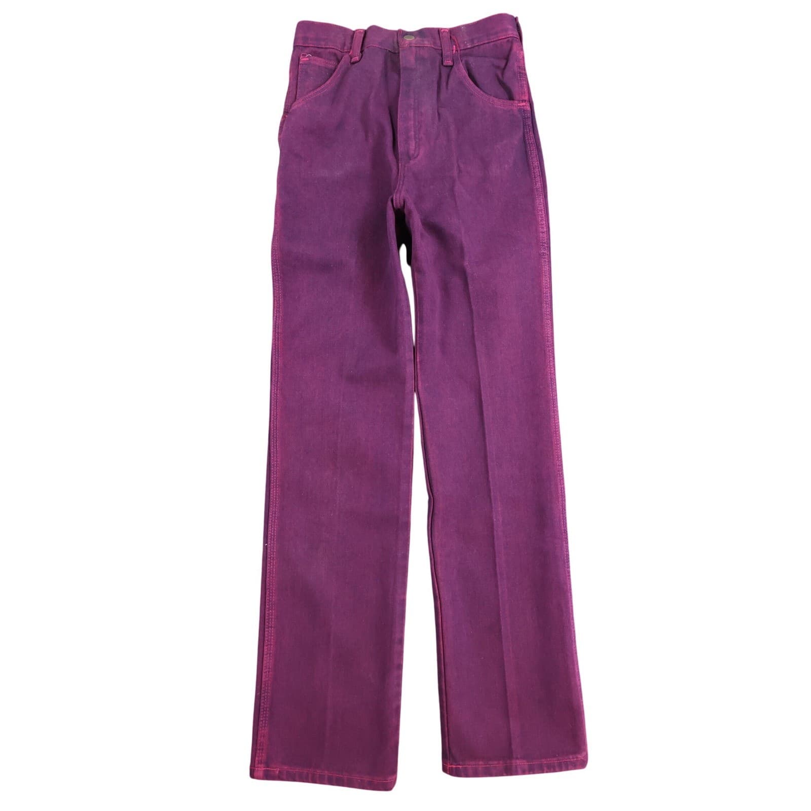 Young Maverick Jeans Girls 14 Reg Burgundy Cotton Straight Leg 80s Vintage NOS - Thumbnail 2