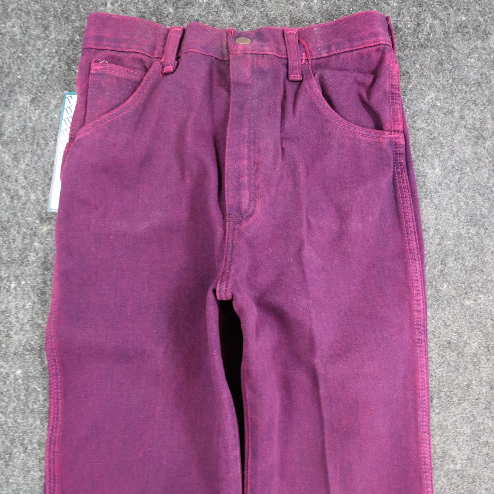 Young Maverick Jeans Girls 14 Reg Burgundy Cotton Straight Leg 80s Vintage NOS - Thumbnail 12